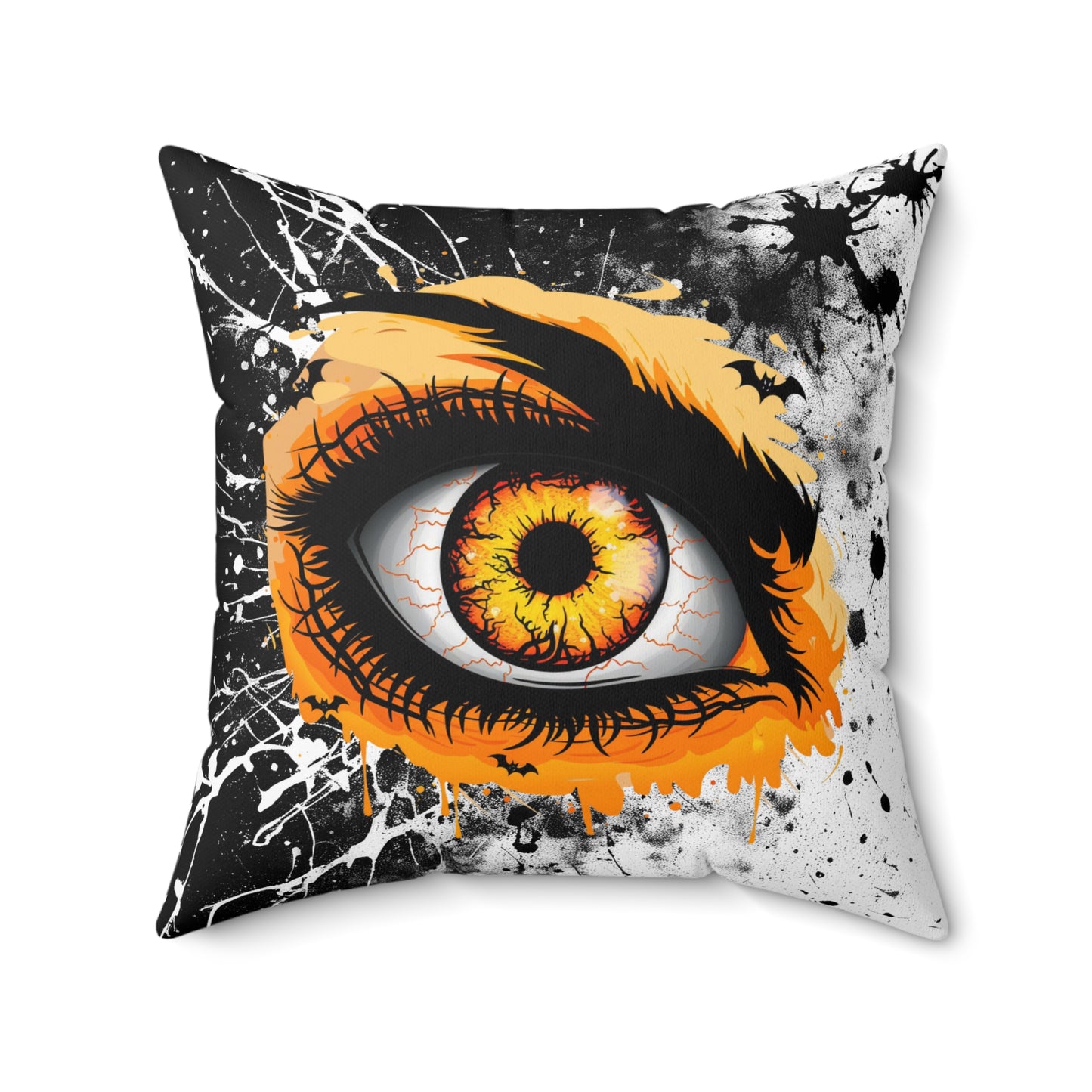 Halloween Theme Spun Polyester Square Pillow, One Monster Eyeball Halloween Decor, Accent for the Holiday, Halloween and Monster Lovers