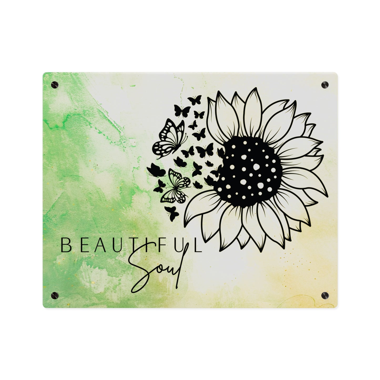 Beautiful Soul Acrylic Wall Art Panel with Sunflower Design