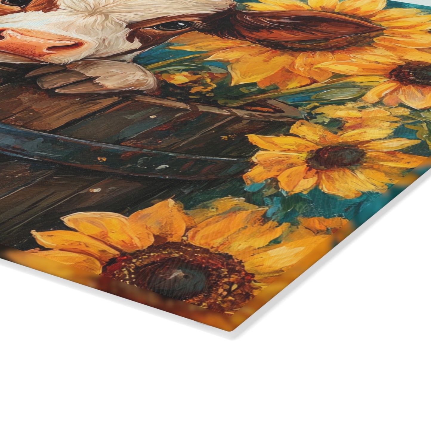Sunflower Cow Glass Cutting Board