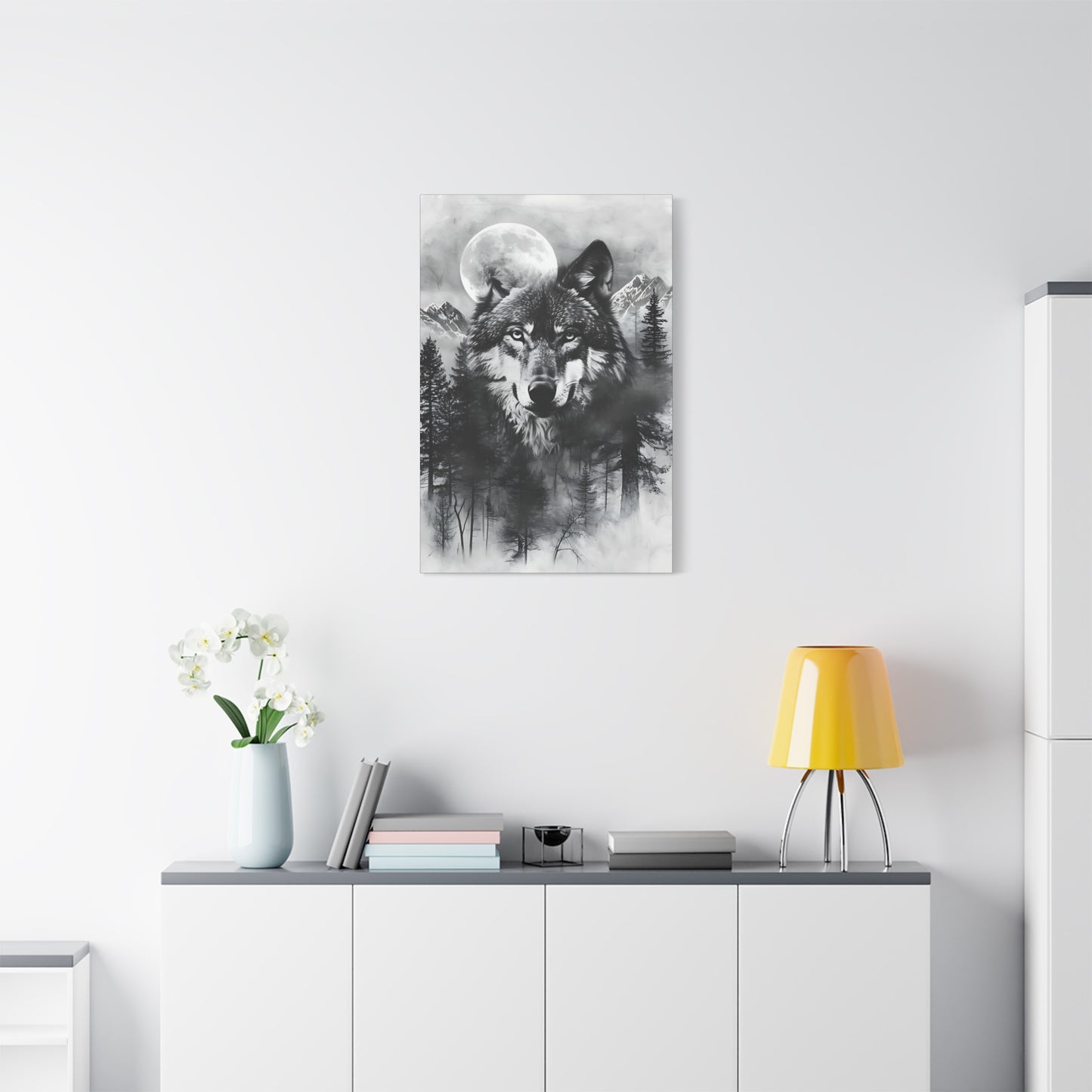 Majestic Wolf Canvas Wall Art - Black and White Wilderness Decor