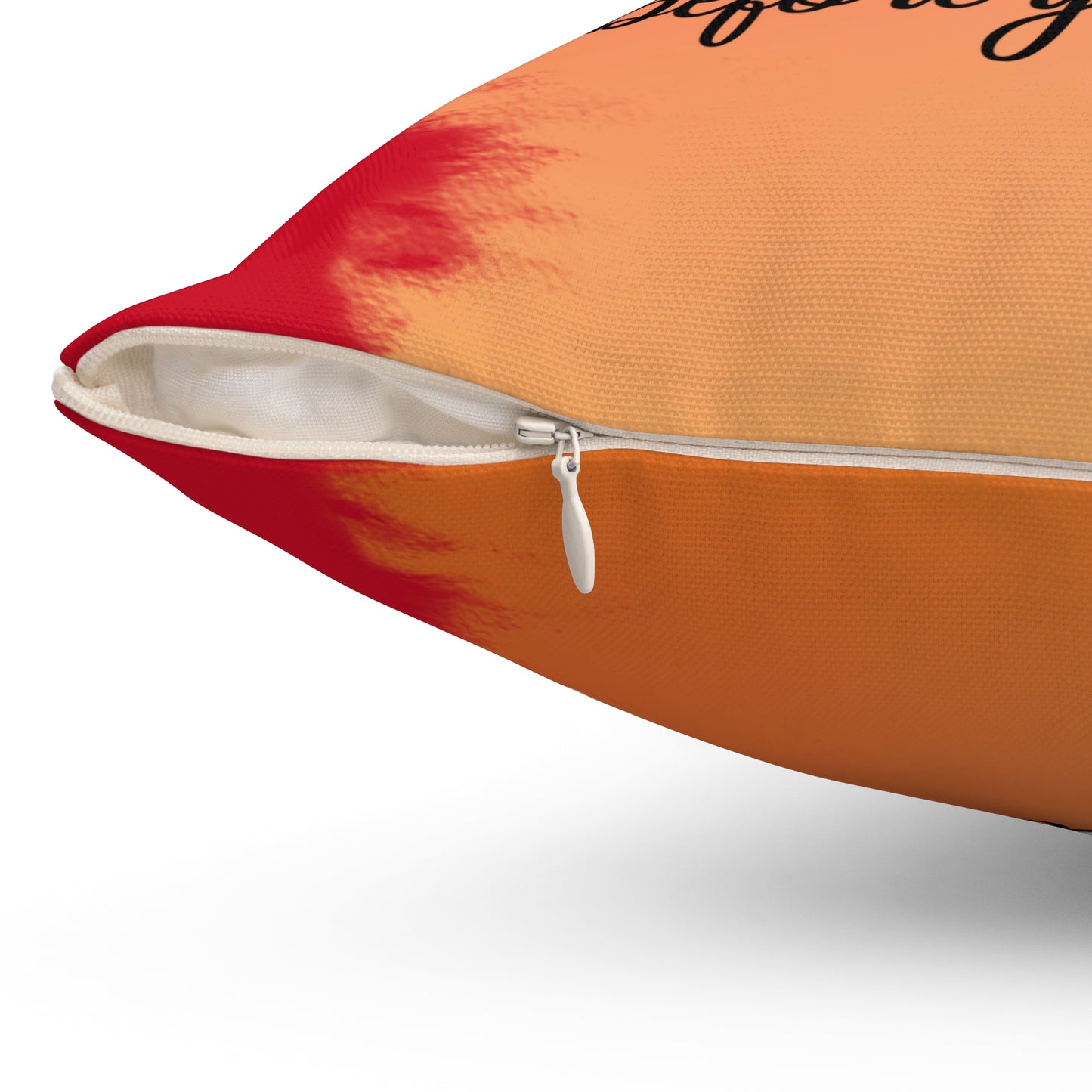 Inspirational Fall Floral Square Pillow, Motivational Home Decor, Boho Style Cushion, Gift for Friends, Cozy Living Room Accent