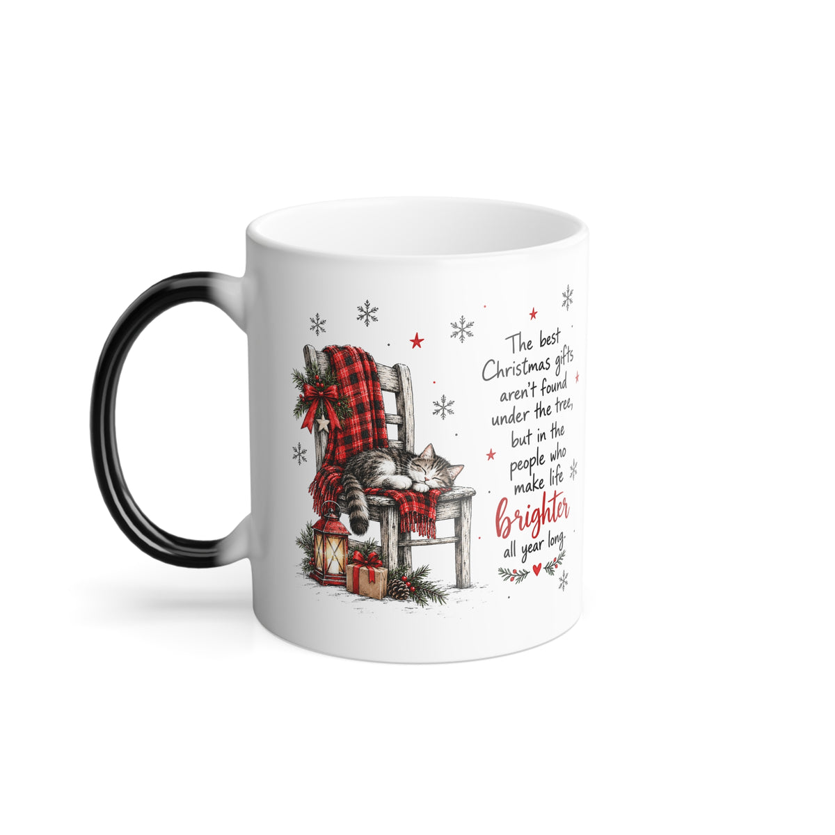 Christmas Quote Sleeping Cat on Chair - Color Morphing Mug