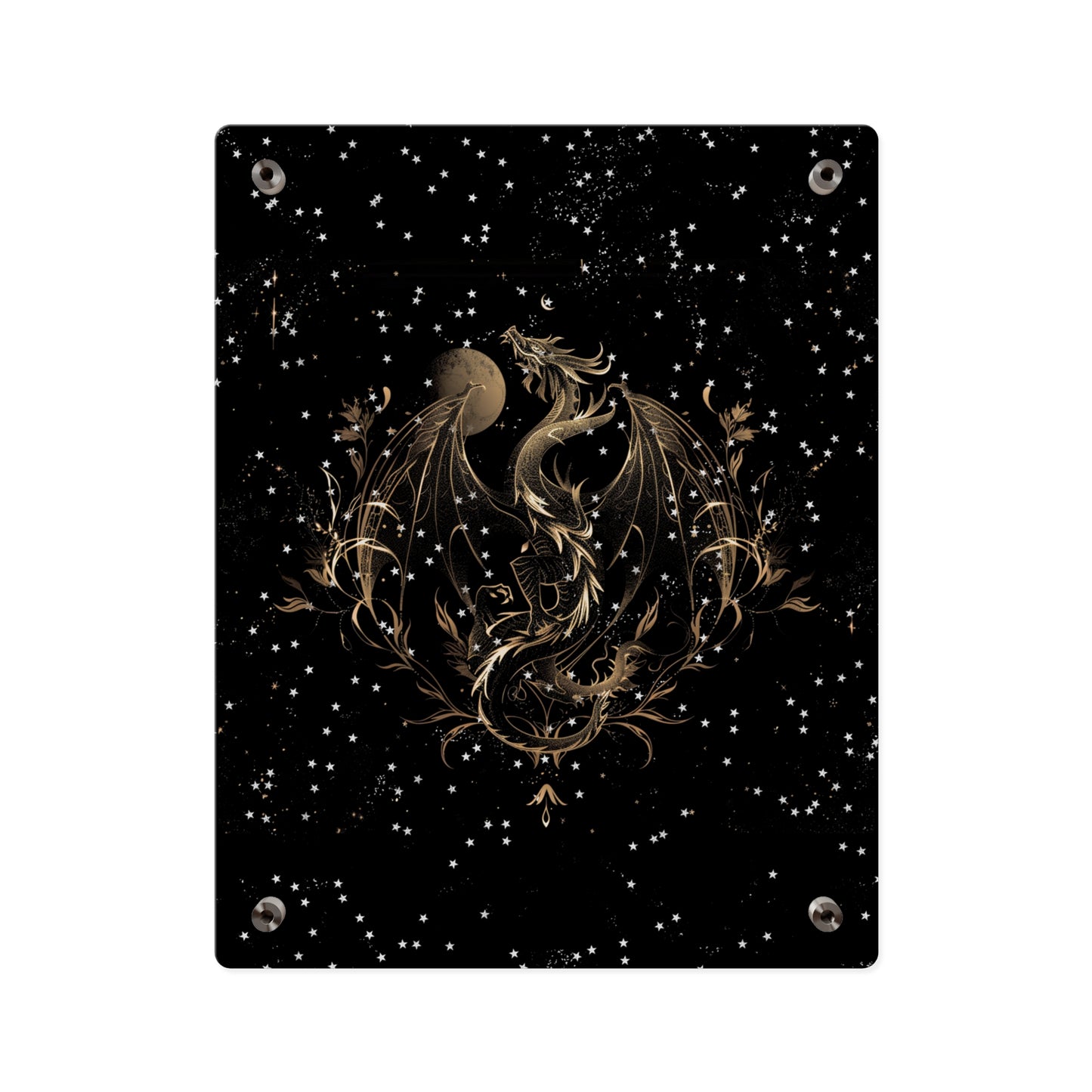 Sleek Dragon Acrylic Wall Art Panel - Celestial Decor for Fantasy Lovers