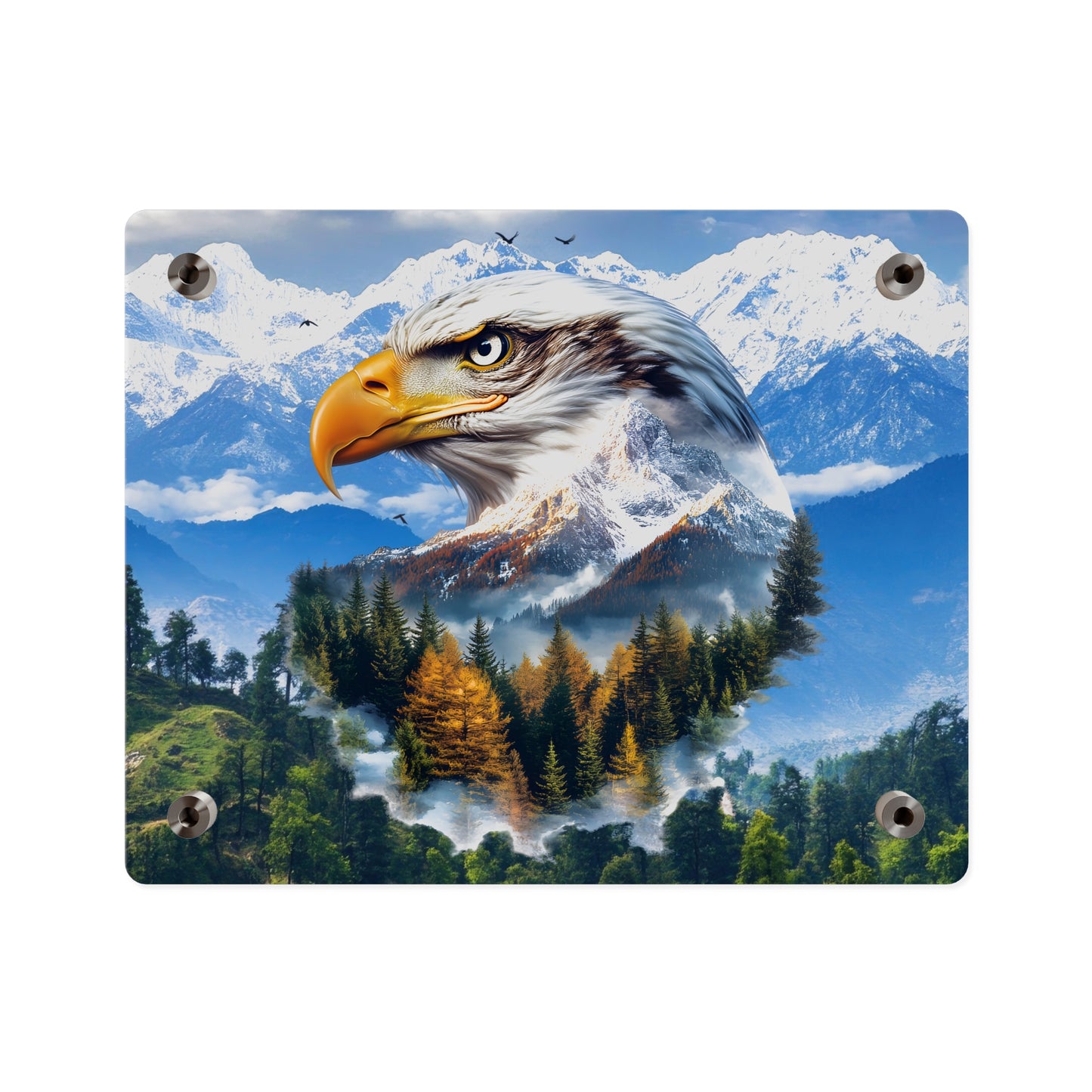 Eagle Mountain Acrylic Wall Art Panel — Patriotic Wilderness Landscape Decor