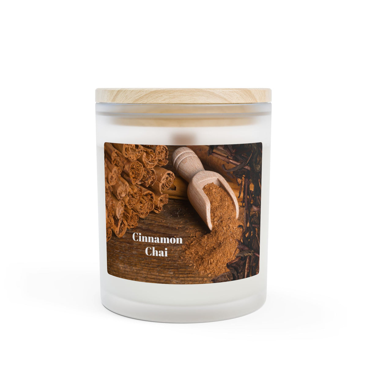 Vanilla Frosted Glass Candle – 11oz Scented Soy Candle with Wooden Lid