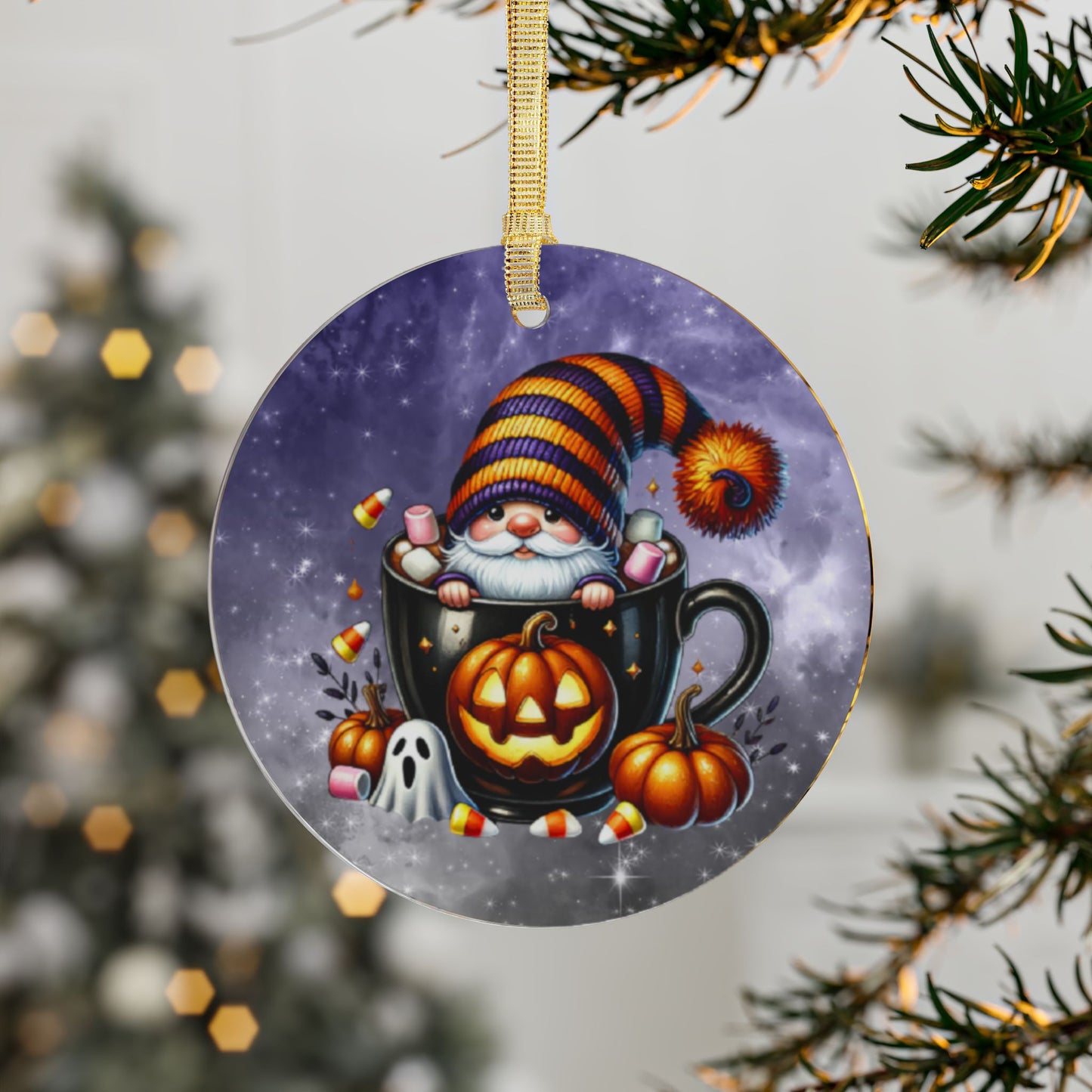 Halloween Gnome Acrylic Holiday Ornament - Festive Decor