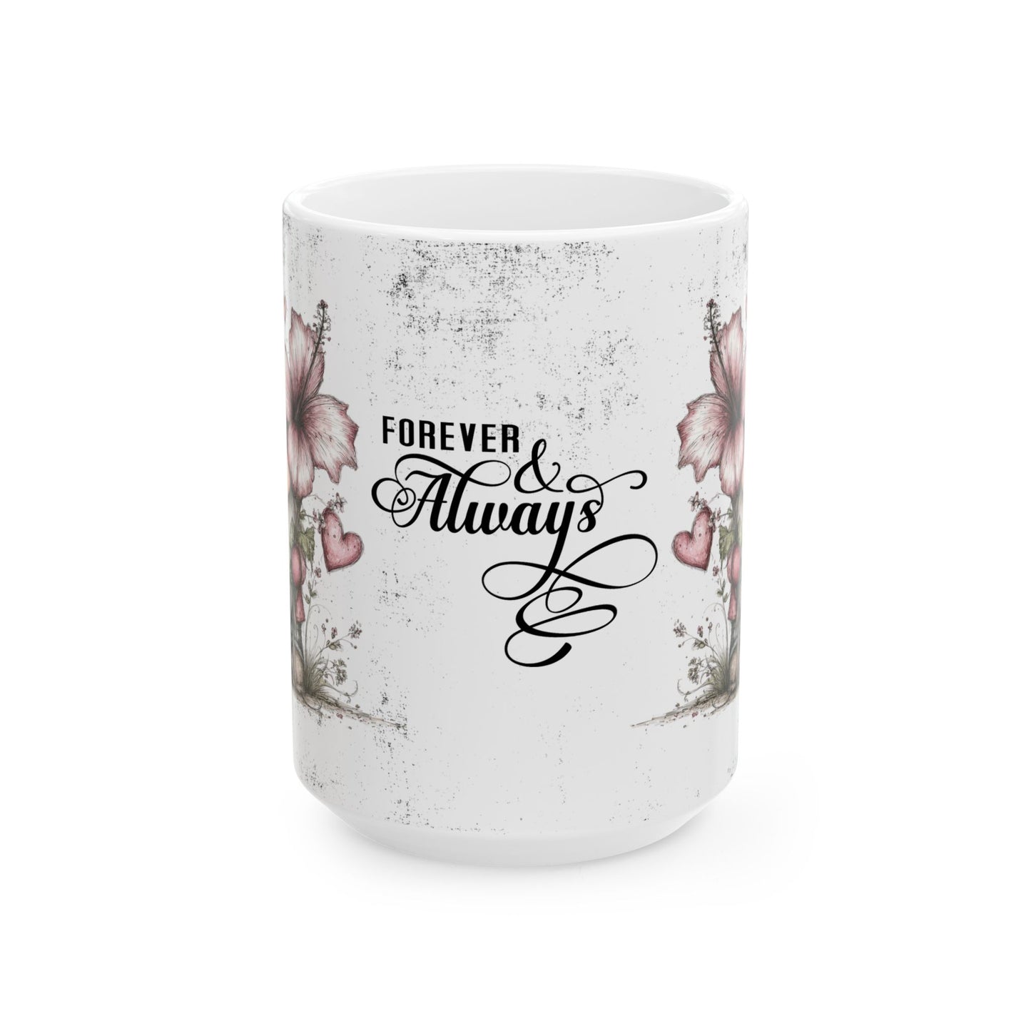 Ceramic Gnome Floral Mug "Forever & Always" — Romantic Anniversary Gift (11oz & 15oz)