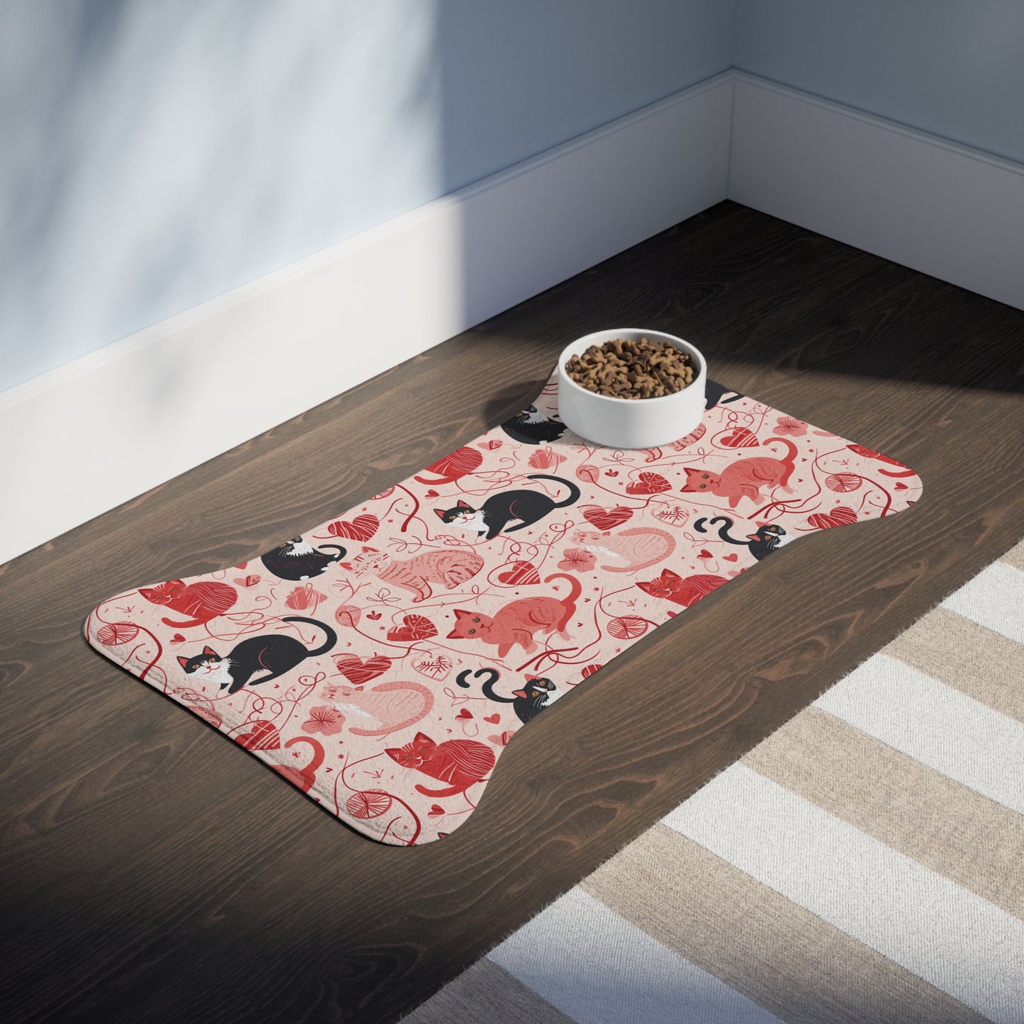 Cute Cat Design Pet Feeding Mats, Animal Lover Gifts, Dog Bowl Mat, Cat Food Dish, Pet Accessories for Home Decor