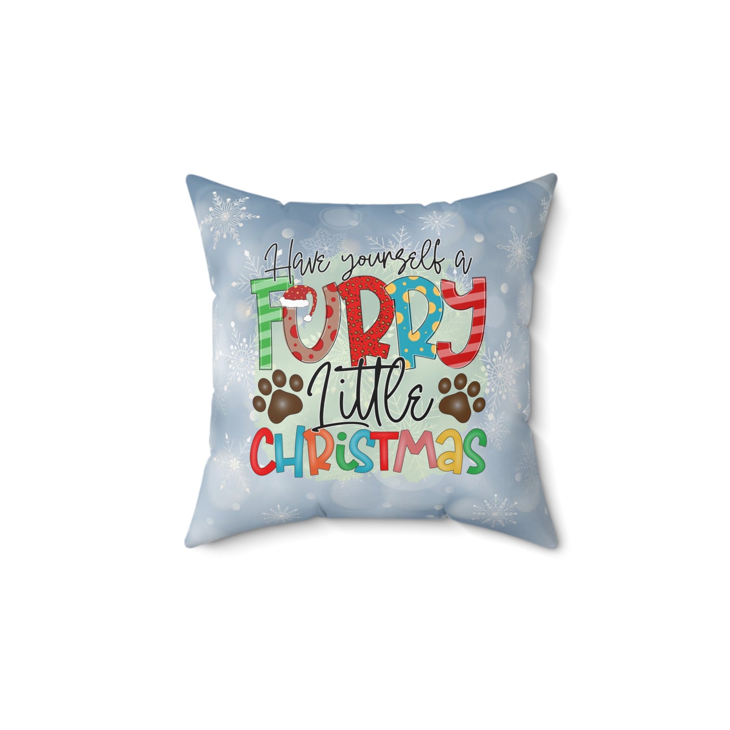 Christmas Theme Decorative Spun Polyester Square Pillow, Animal Lovers, Pet Lovers Holiday Pillow Decor, Accent for Any Room for the Holidays