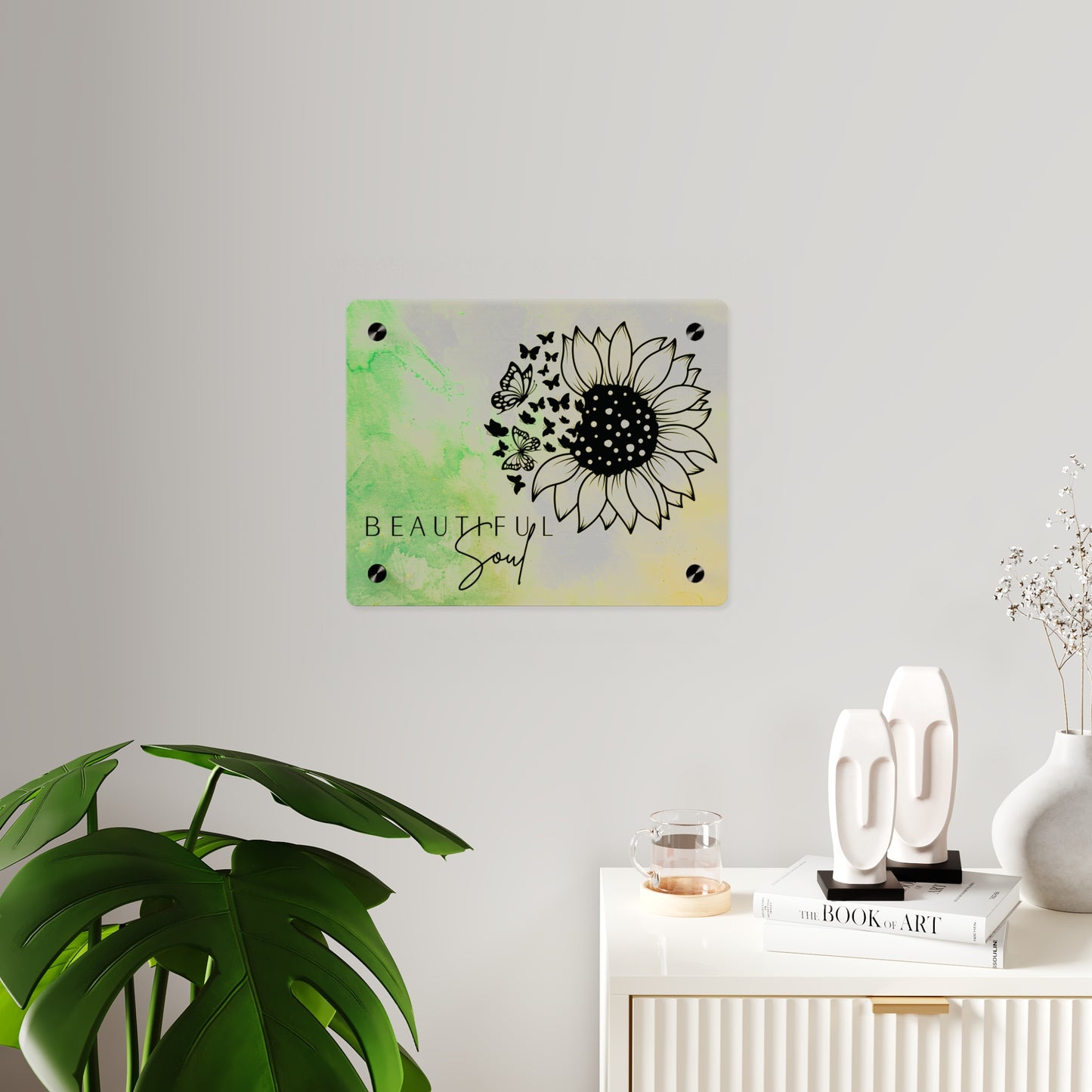 Beautiful Soul Acrylic Wall Art Panel with Sunflower Design