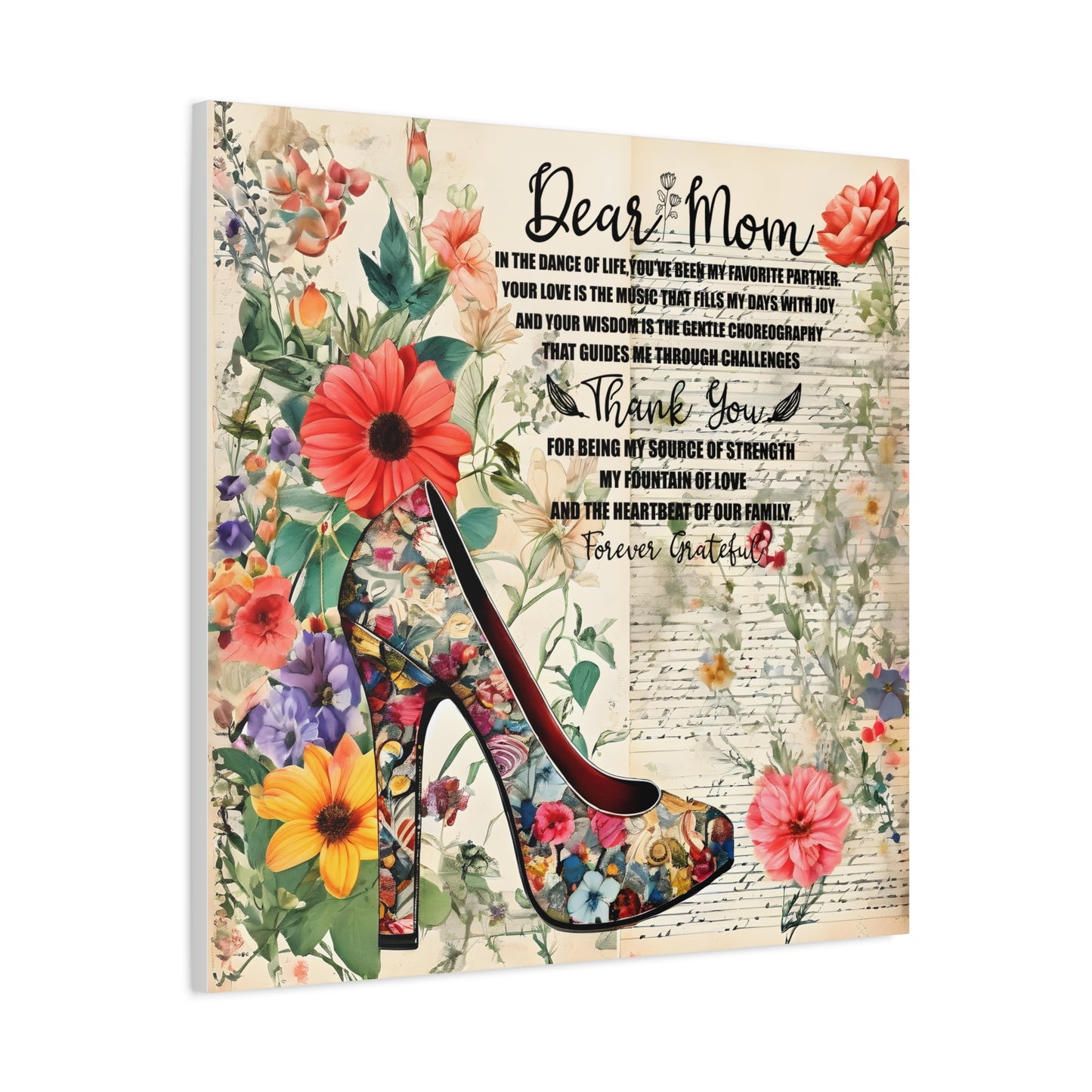 Inspirational Floral Canvas Wall Art for Mom - Perfect Gift for Mother's Day