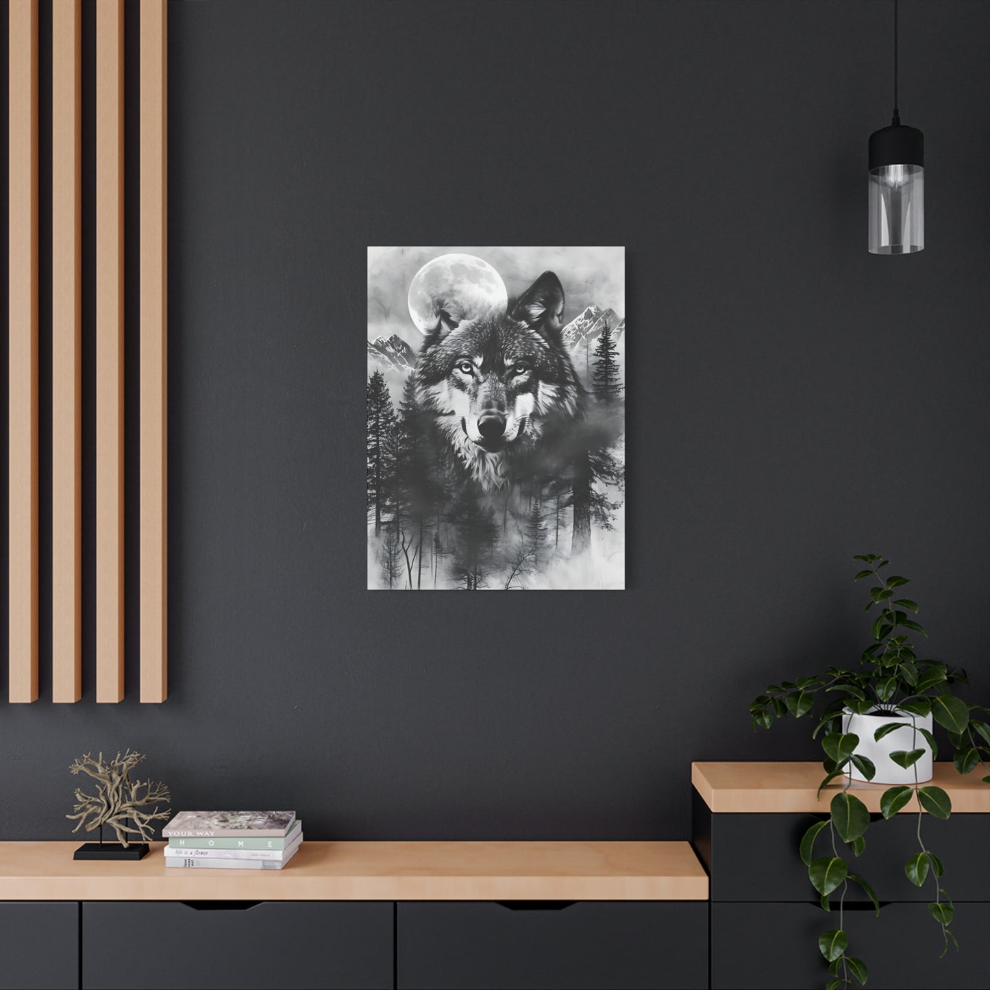 Majestic Wolf Canvas Wall Art - Black and White Wilderness Decor