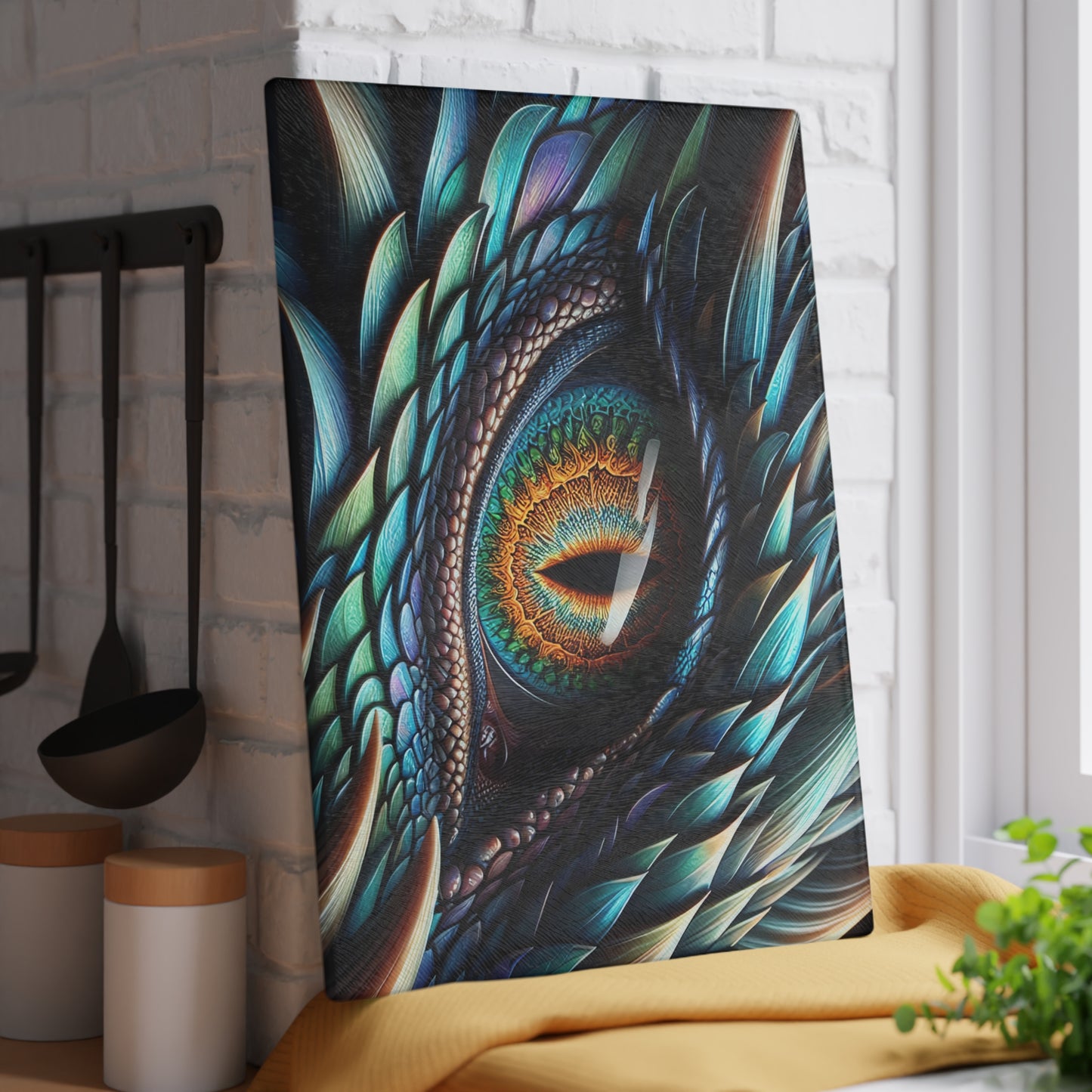 Vibrant Dragon Eye Glass Cutting Board - Perfect for Cooking Enthusiasts & Fantasy Lovers
