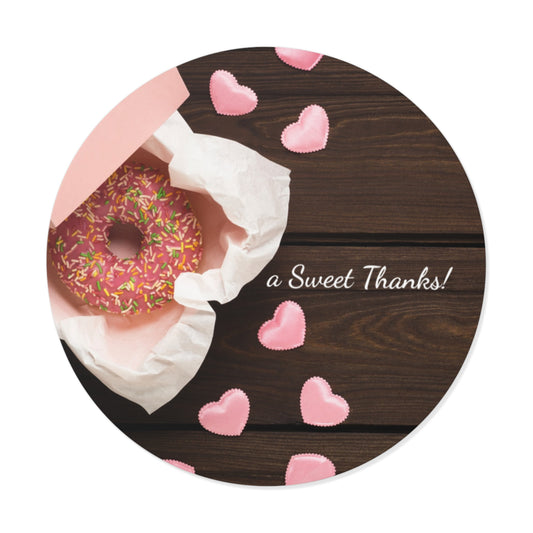 Thank You Round Vinyl Stickers, Sweet Thanks Stickers, Wedding Favor Stickers, Love & Gratitude Labels, Heart Celebration Decals