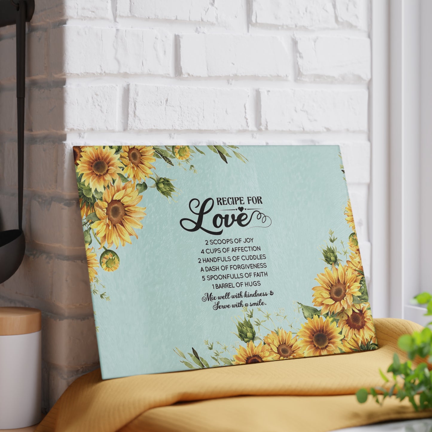 Glass Cutting Board Love Recipe Quote, Home Kitchen Essential, Cook Lovers, Great Housewarming Gift Idea for Him or Her