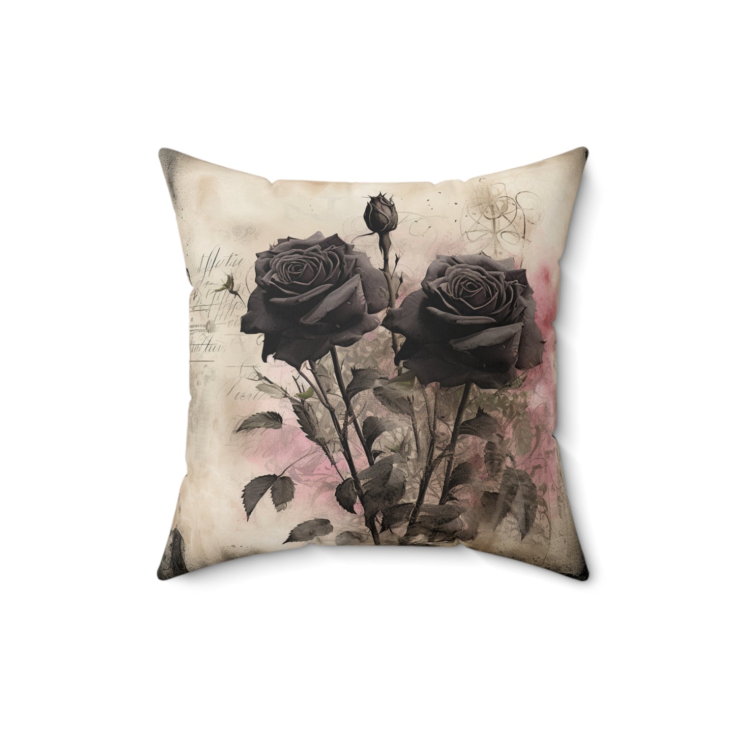Gothic Theme Black Roses Spun Polyester Square Pillow, Accent For Any Room, Beautiful Room Decor for Any Occasion, Great Gift Idea