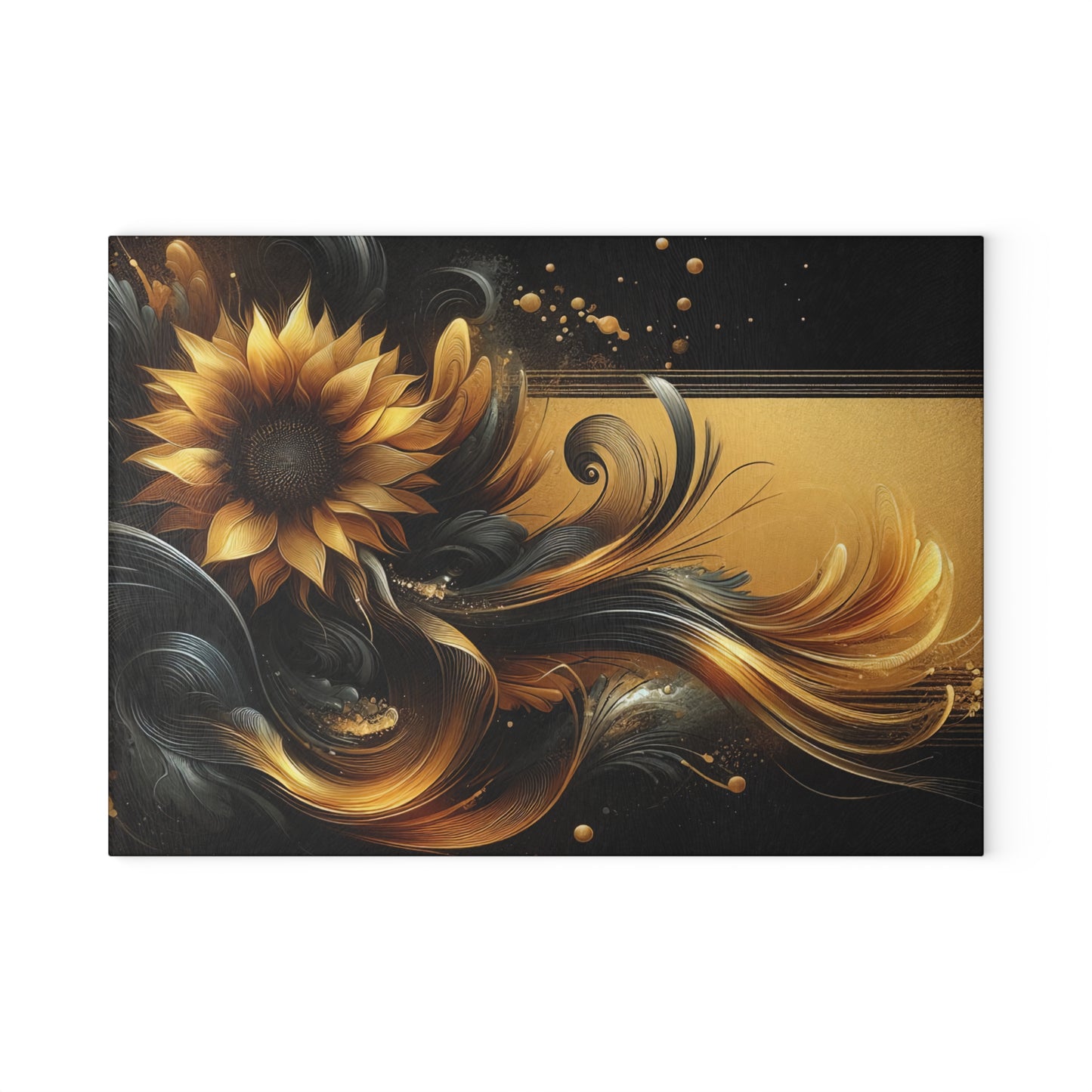 Artistic Sunflower Glass Cutting Board - Elegant Kitchen Decor for Home Chefs