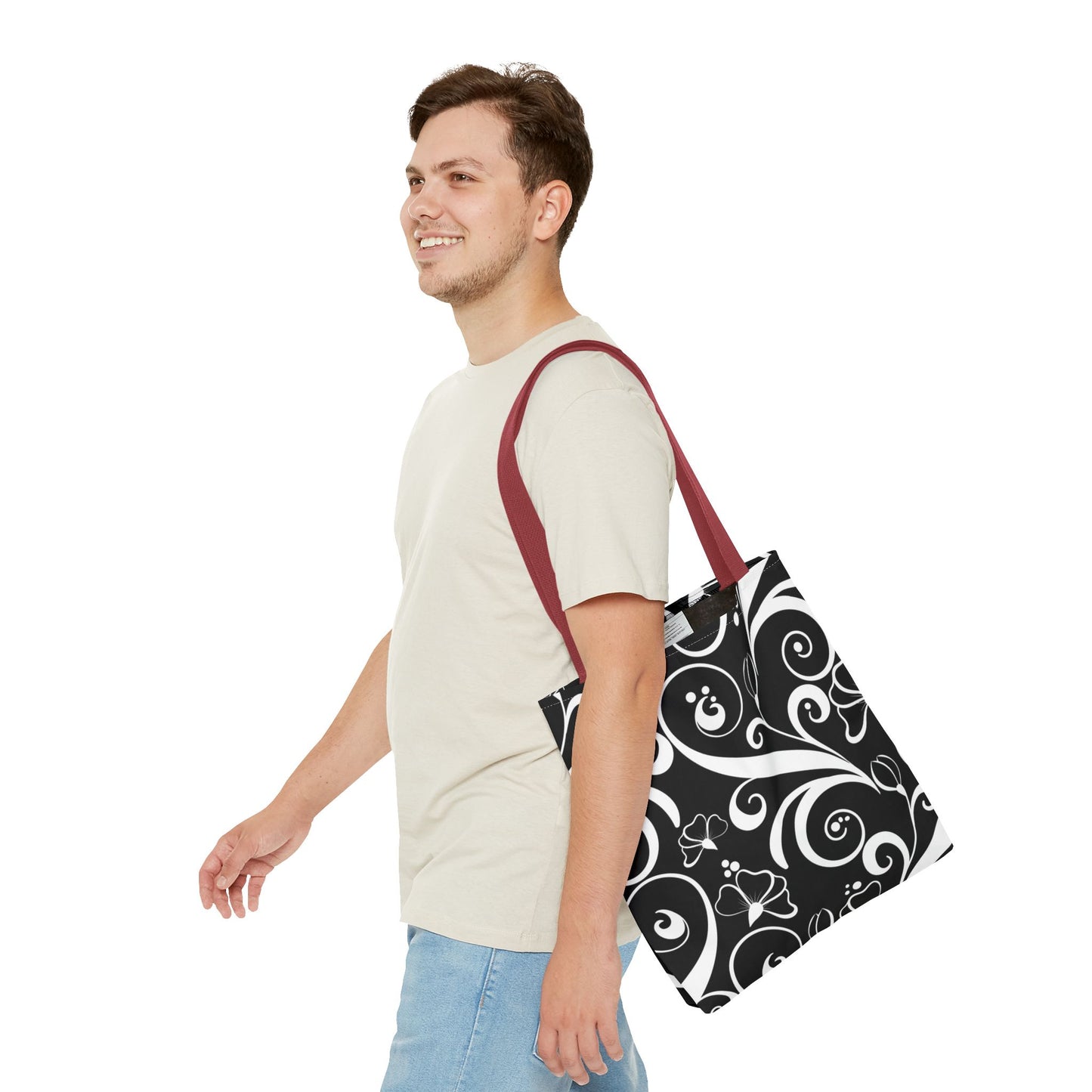 Fashionable Black and White Pattern Tote Bag (AOP), Stylish, Great Gift Idea for Birthdays, Holidays, Any Occasion for Anyone