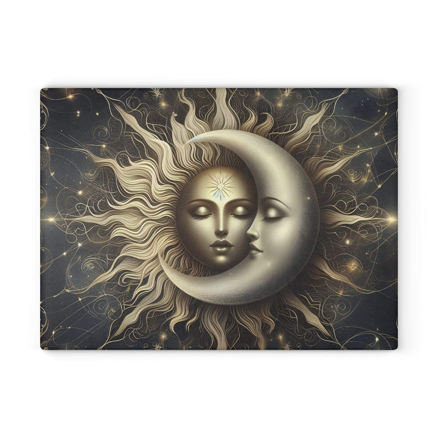 Celestial Sun and Moon Glass Cutting Board