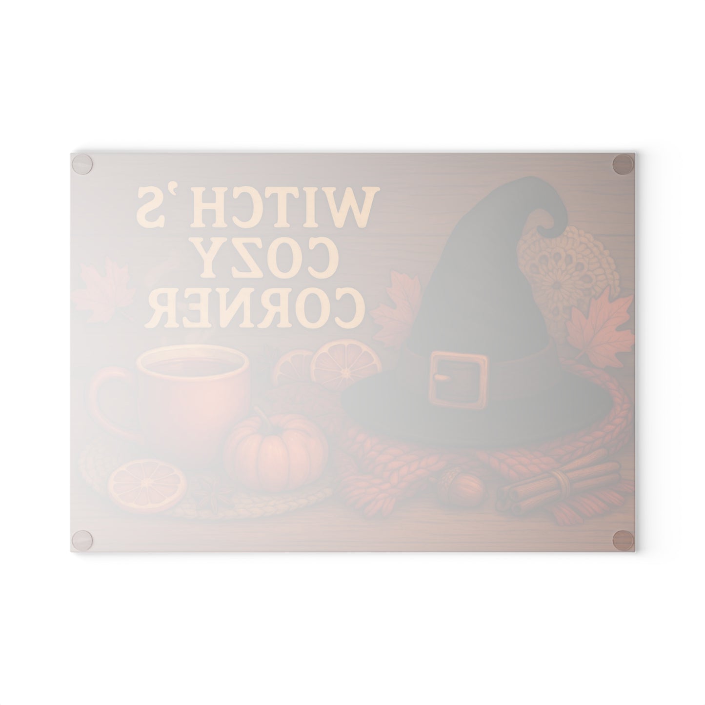 Autumn-Themed Glass Cutting Board - Witch's Cozy Corner