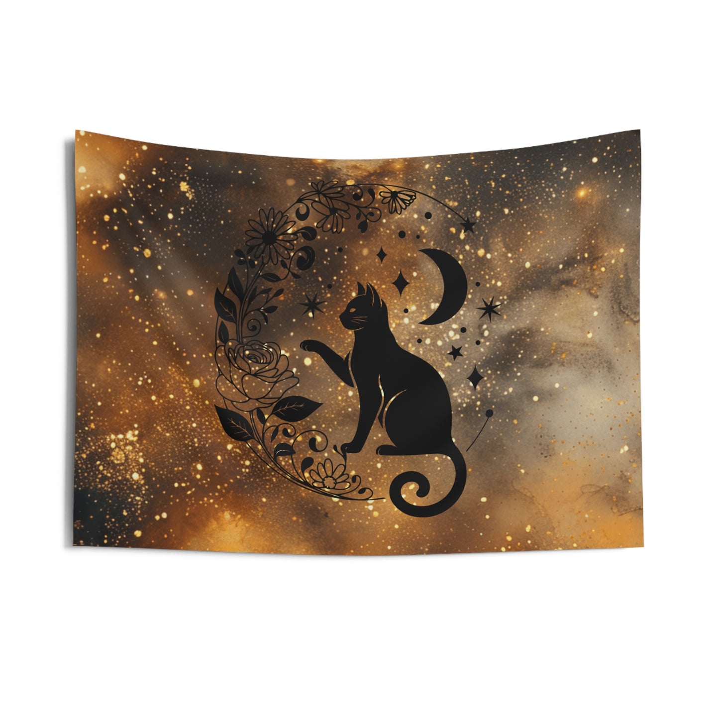 Celestial Cat Indoor Wall Tapestry | Boho Room Decor, Astrology Wall Art, Cat Lover Gift, Bedroom Wall Hanging, Cozy Home Accent