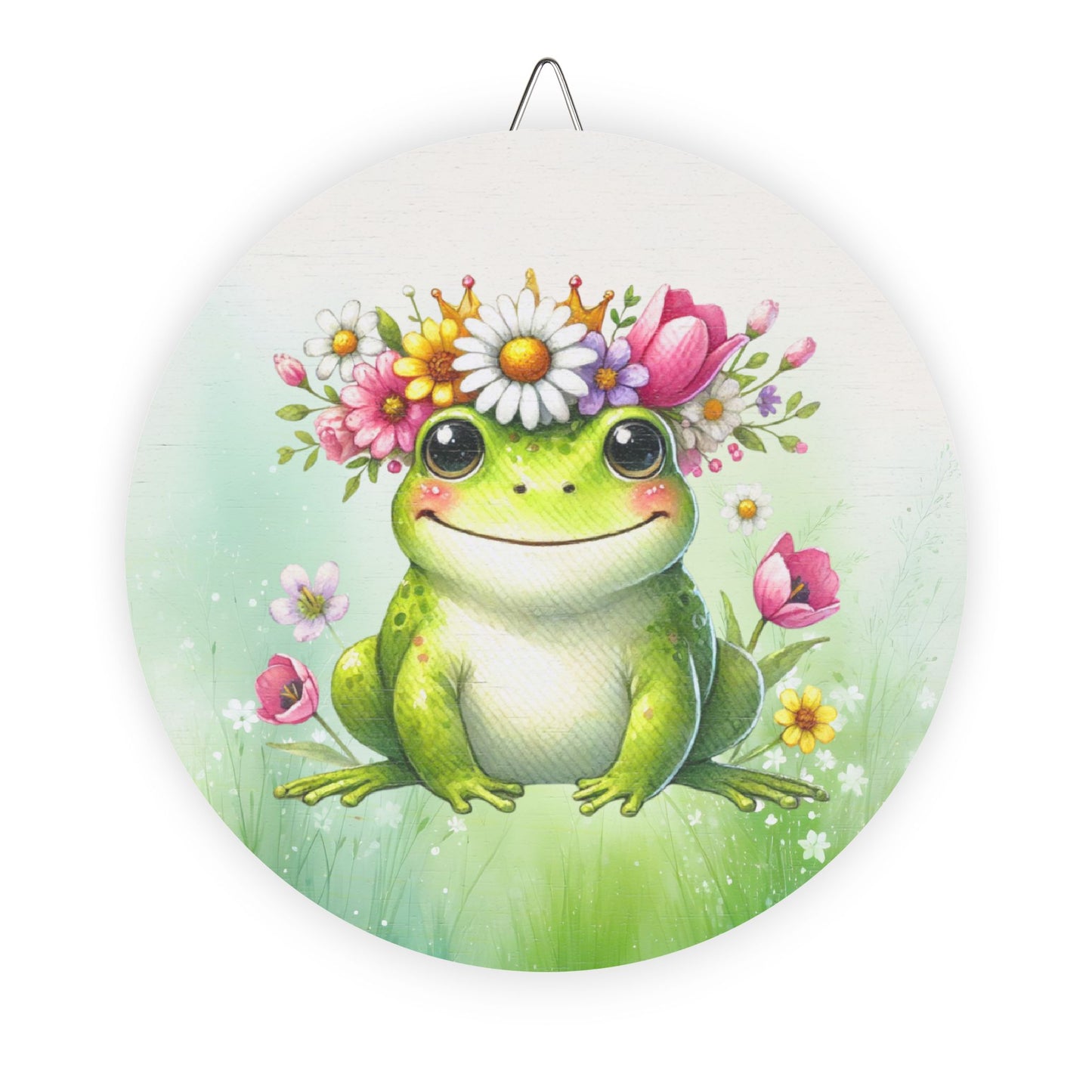 Rustic Charm Whimsical Frog Floral Print Wood Sign - Rustic Charm Decor