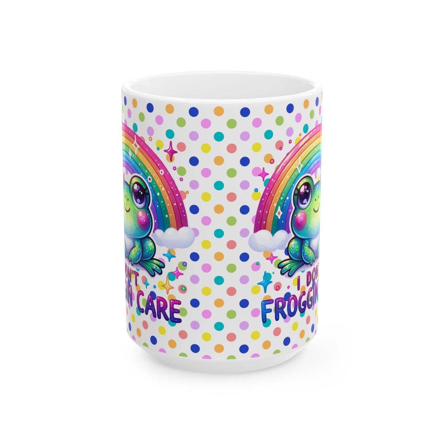 Whimsical Frog Ceramic Mug | Rainbow Polka Dot Design | Fun Gift Idea, Colorful Coffee Cup, Cute Home Decor,