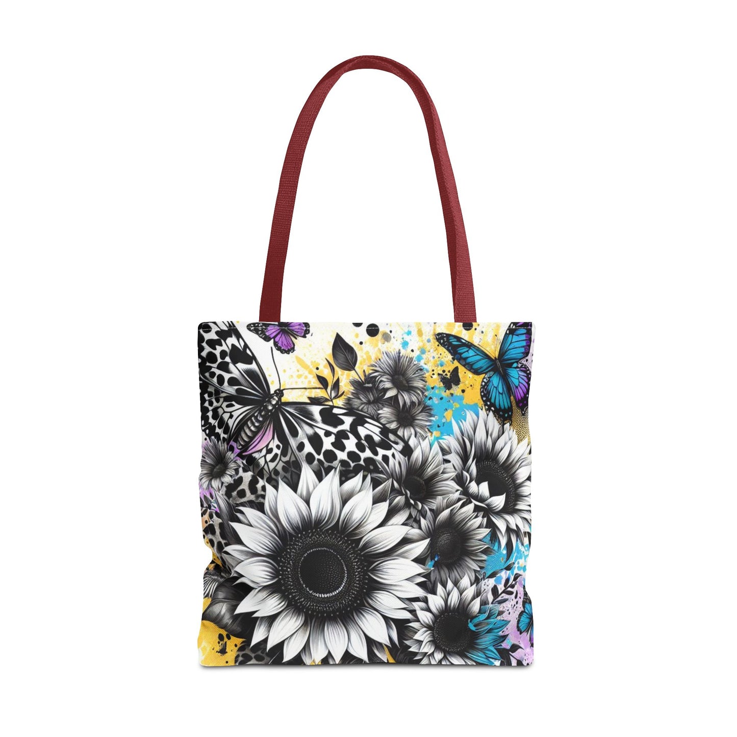 Sunflower & Butterflies Tote Bag — Color Splash Floral All-Over Print