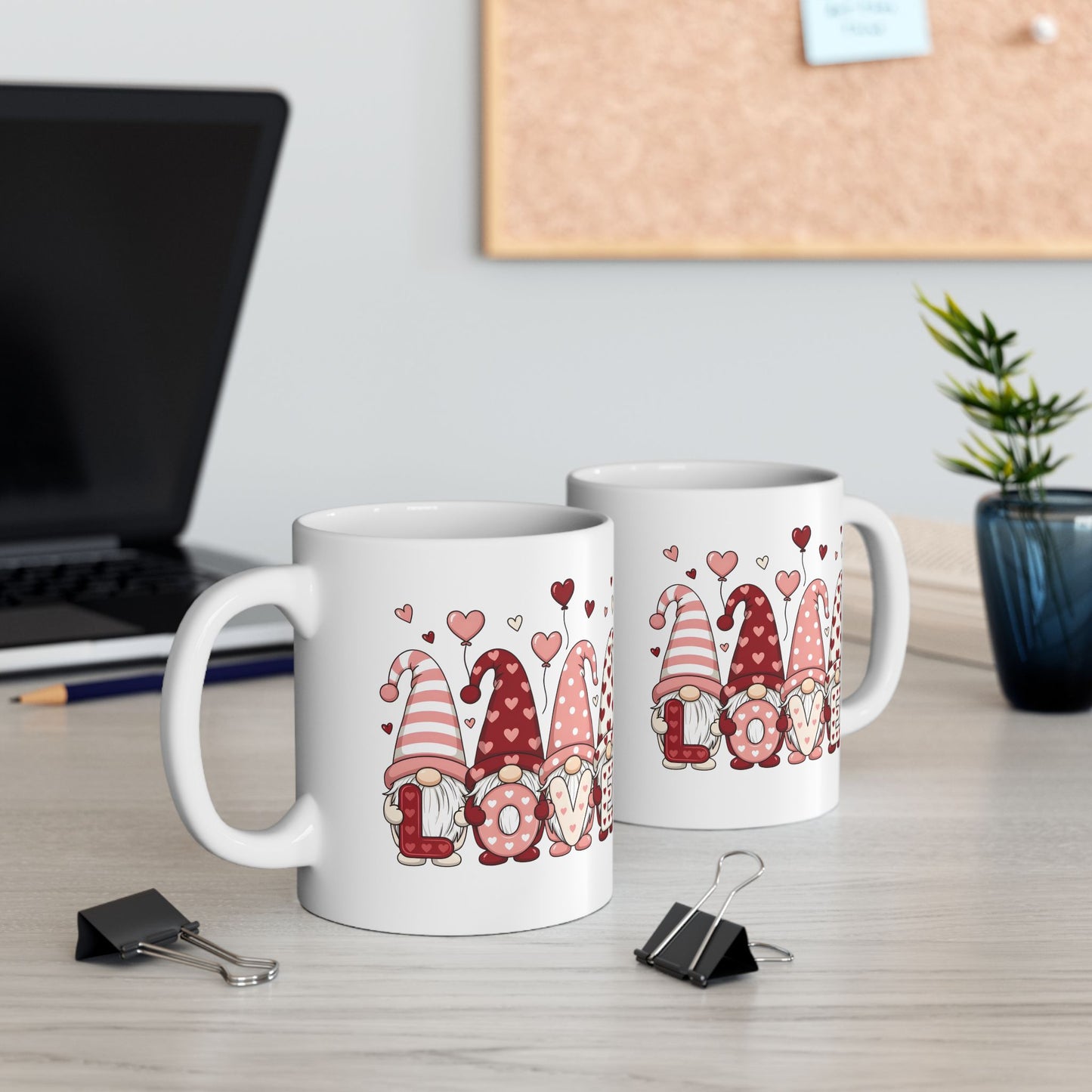Valentine Gnome Mug (11oz, 15oz) — XOXO Heart Coffee Cup