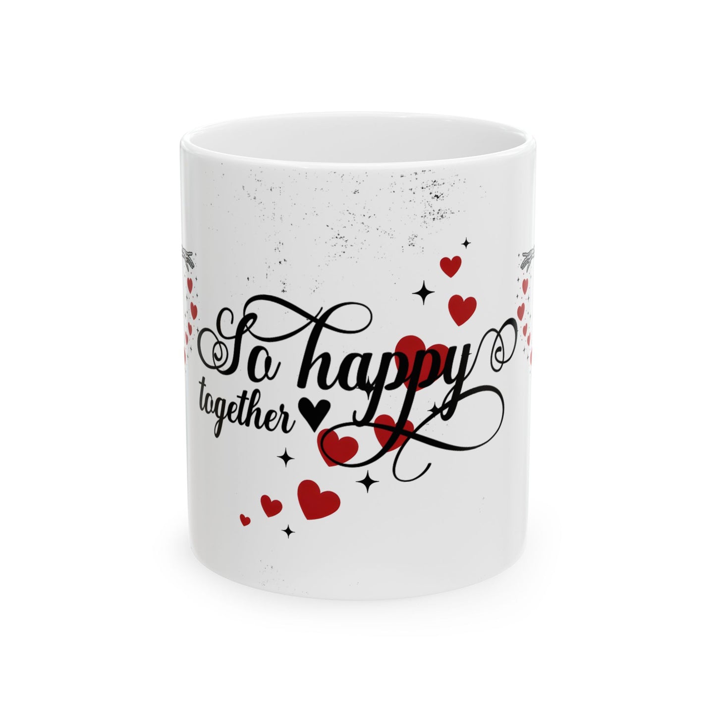 Mug — “So Happy Together” Romantic Skeleton Ceramic Coffee Mug with Hearts (11oz & 15oz)