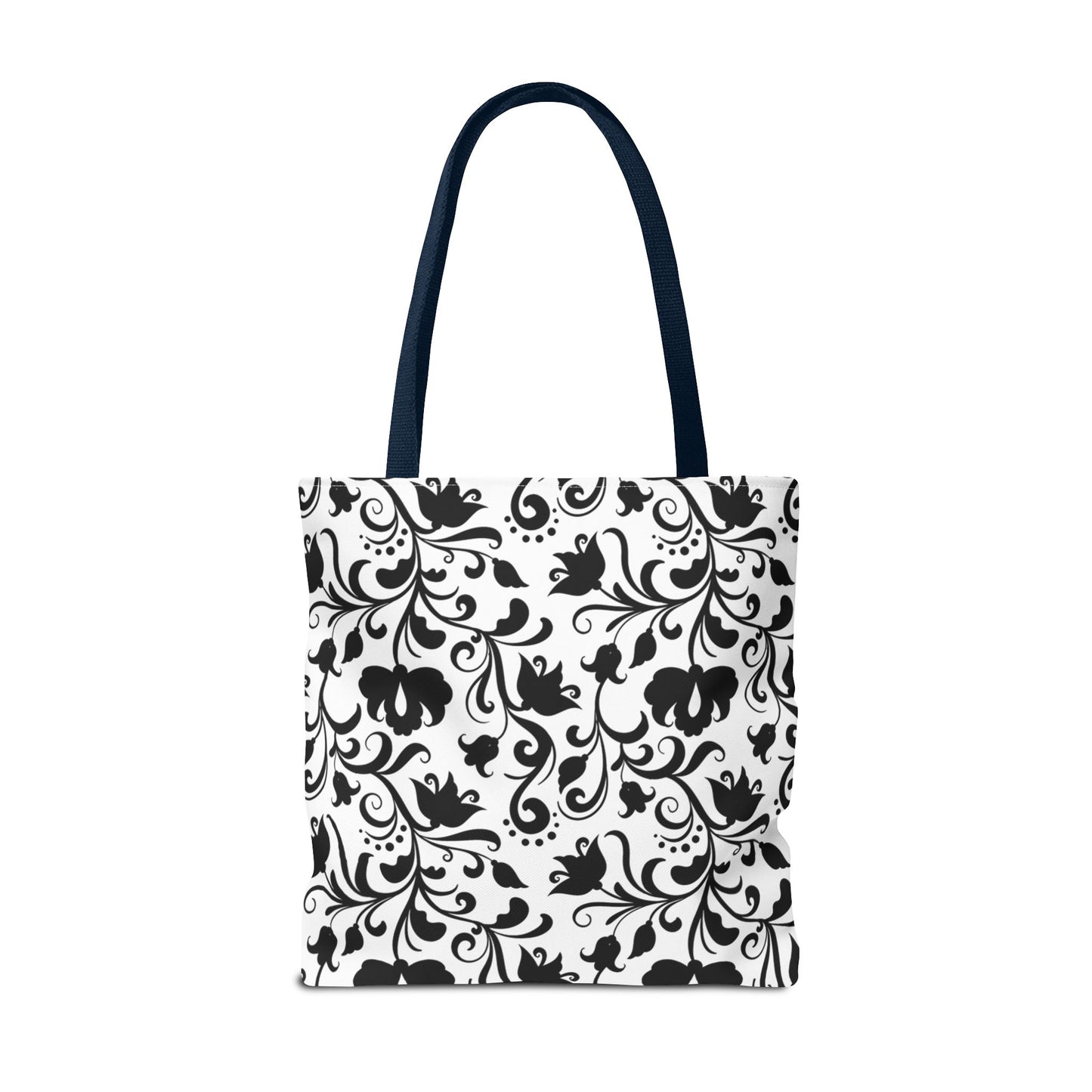 Black and White Floral Tote Bag - Stylish AOP Fashion Everyday Gift