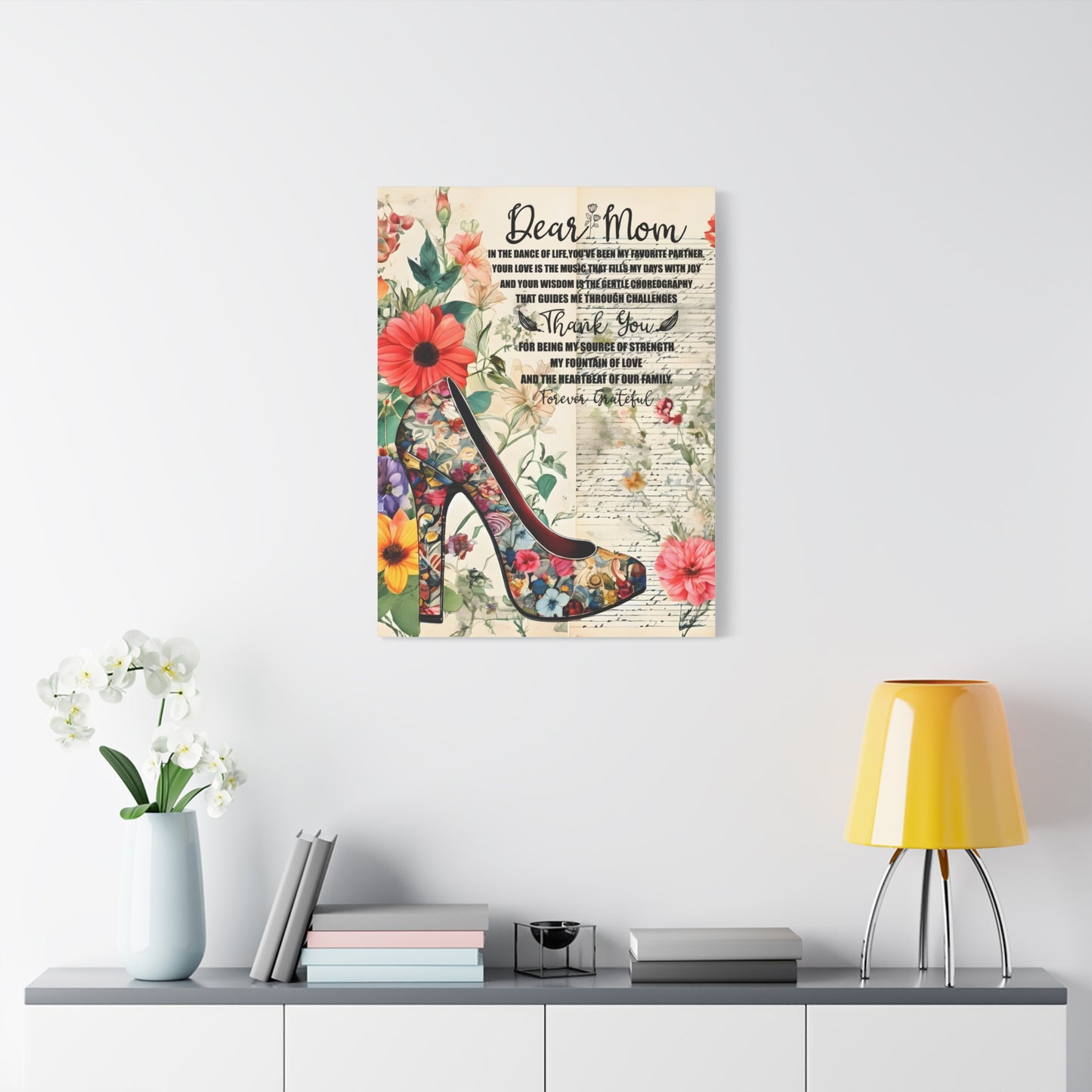 Inspirational Floral Canvas Wall Art for Mom - Perfect Gift for Mother's Day