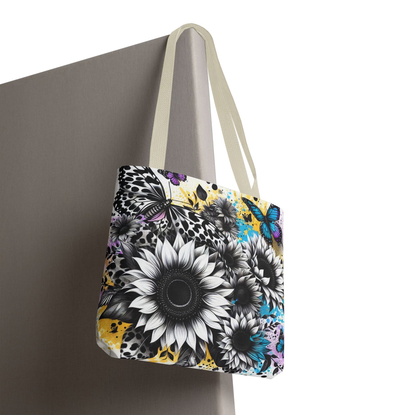 Sunflower & Butterflies Tote Bag — Color Splash Floral All-Over Print