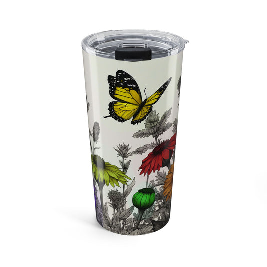 Vibrant Floral Butterfly Tumbler 20oz - Nature Gift