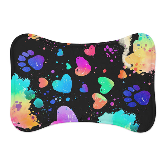 Colorful Pet Feeding Mats, Dog Feeding Mats, Cat Feeding Mats, Non-Slip Pet Placemat, Pet Food Mat for Home or Travel, Paw Print Design