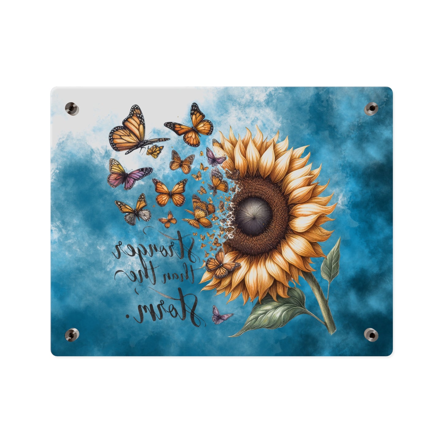 Inspirational Sunflower Acrylic Wall Art Panel - "Stronger Than The Storm"