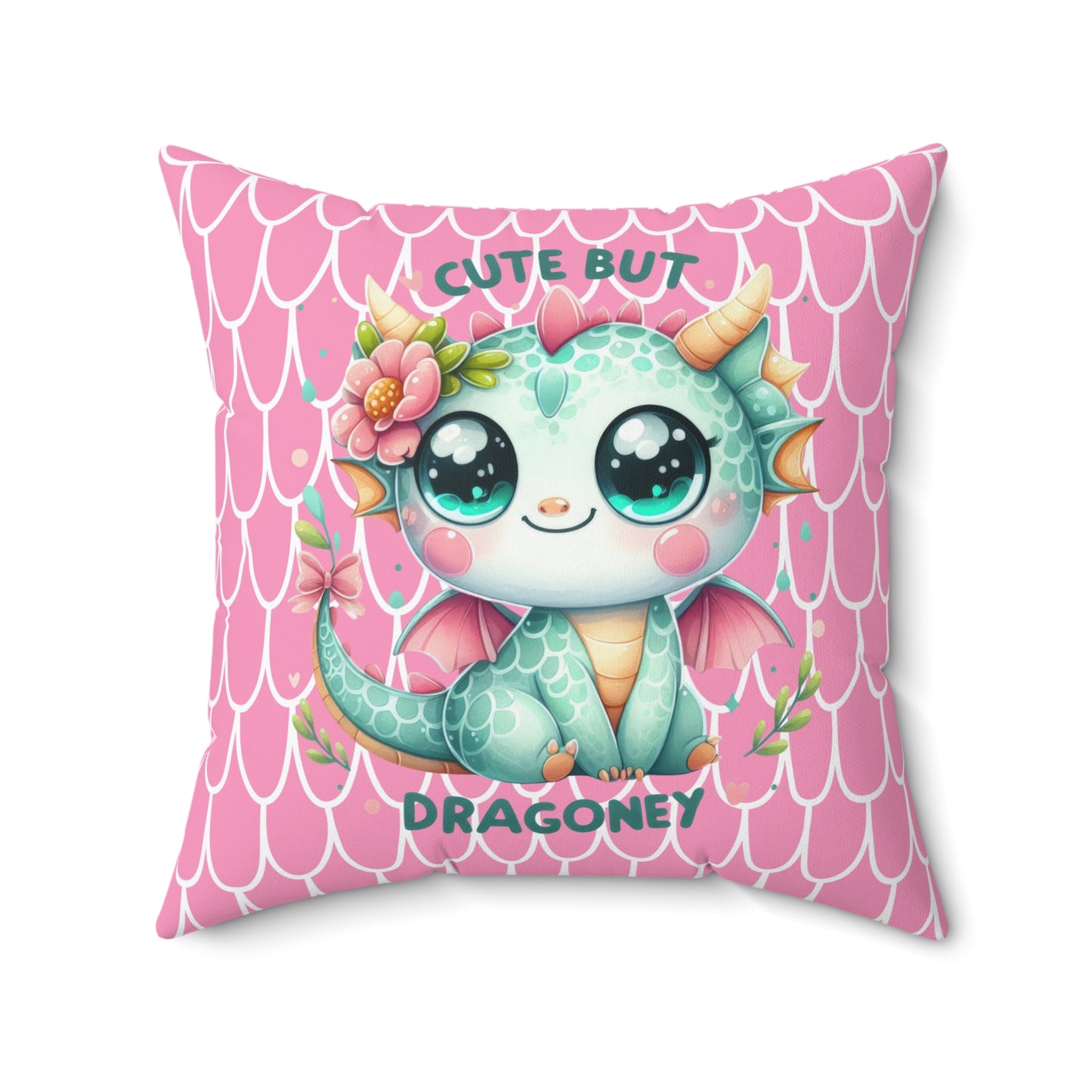 Cute But Dragoney Square Pillow, Dragon Pillow, Kids Room Decor, Fantasy Gift, Cute Home Accent, Magical Plush Cushion