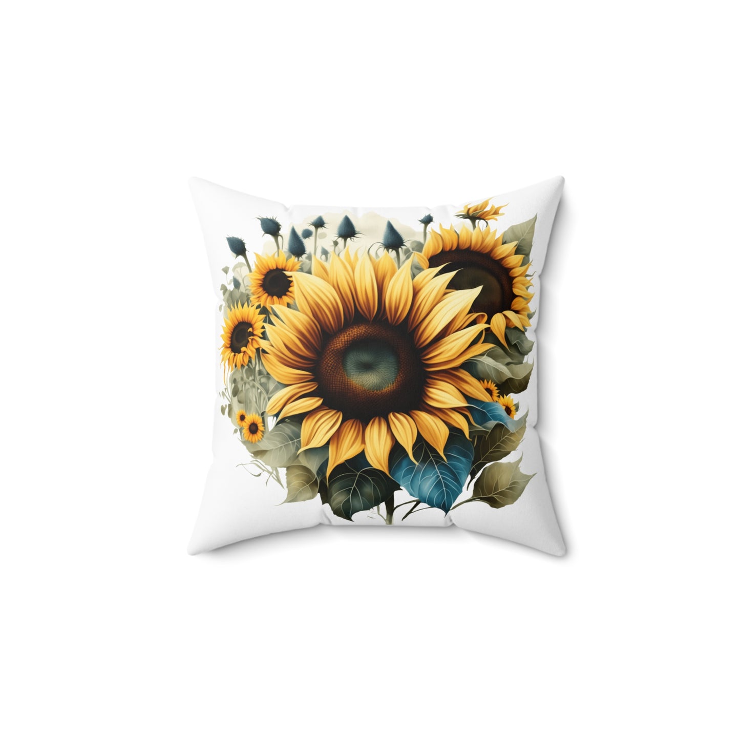 Floral Spun Polyester Square Pillow, Beautiful Sunflowers Decor Pillow for Any Room, Sunflower Accent for Home or Office, For Anyone