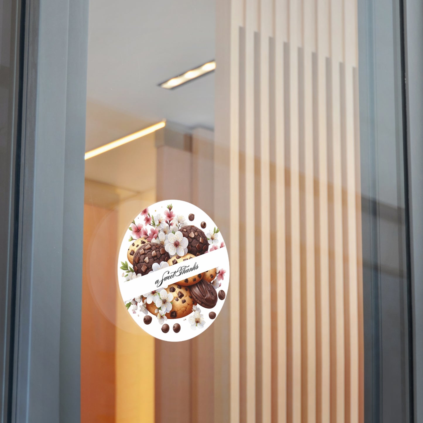 Sweet Thanks Cookie Stickers, Floral Round Vinyl Stickers for Gifts, Party Favors, Scrapbooking, Wedding Decor