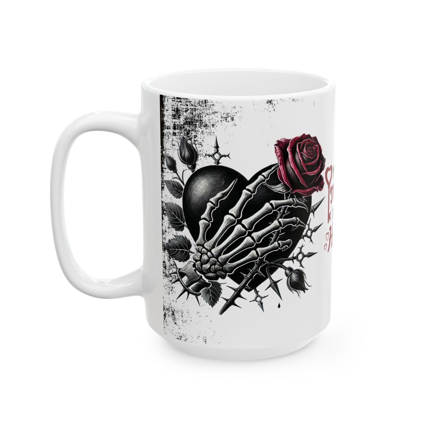 Ceramic Mug "You Hold The Key To My Heart" — Gothic Rose Valentine Coffee Cup (11oz/15oz)