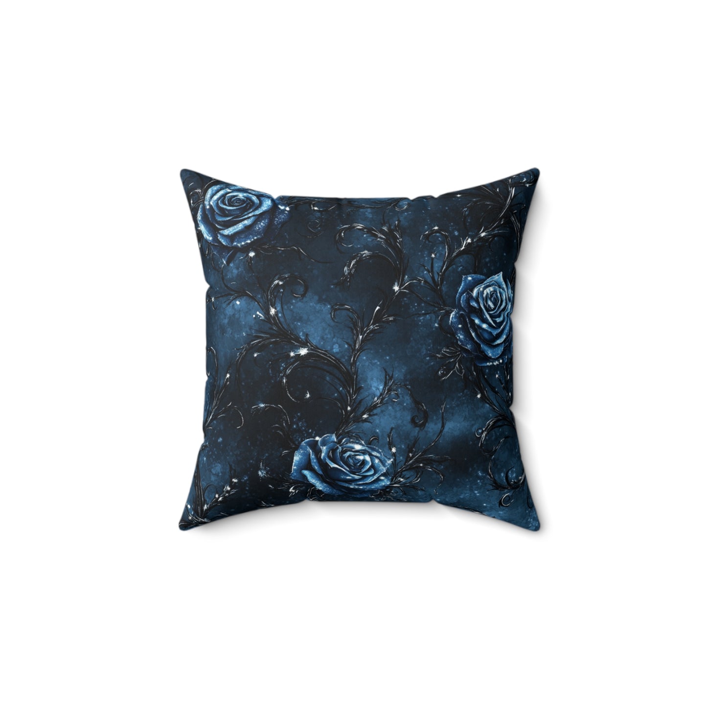 Elegant Gothic Blue Rose Square Pillow, Decorative Cushion, Home Decor, Gift for Her, Accent Pillow for Bedrooms, Cozy Living Room Decor