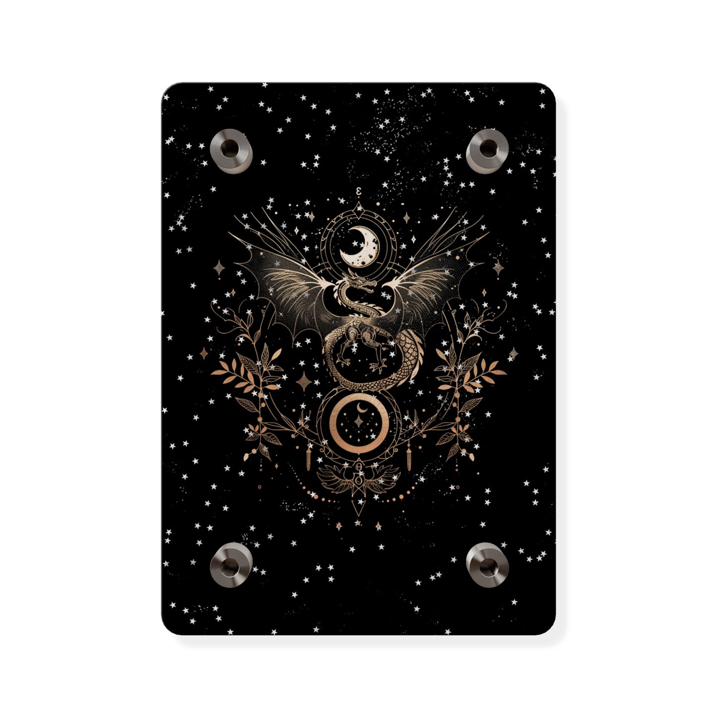 Celestial Acrylic Wall Art Panel - Mystical Dragon with Moon and Stars Decor