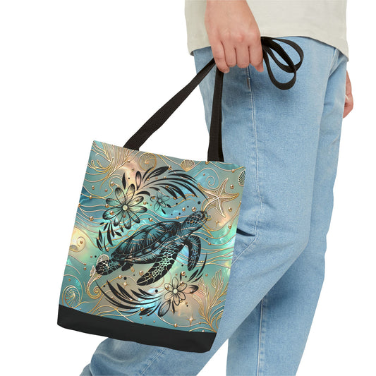 Ocean-Inspired Turtle Tote Bag - Beach Lover's Canvas Eco-Friendly Summer Gift