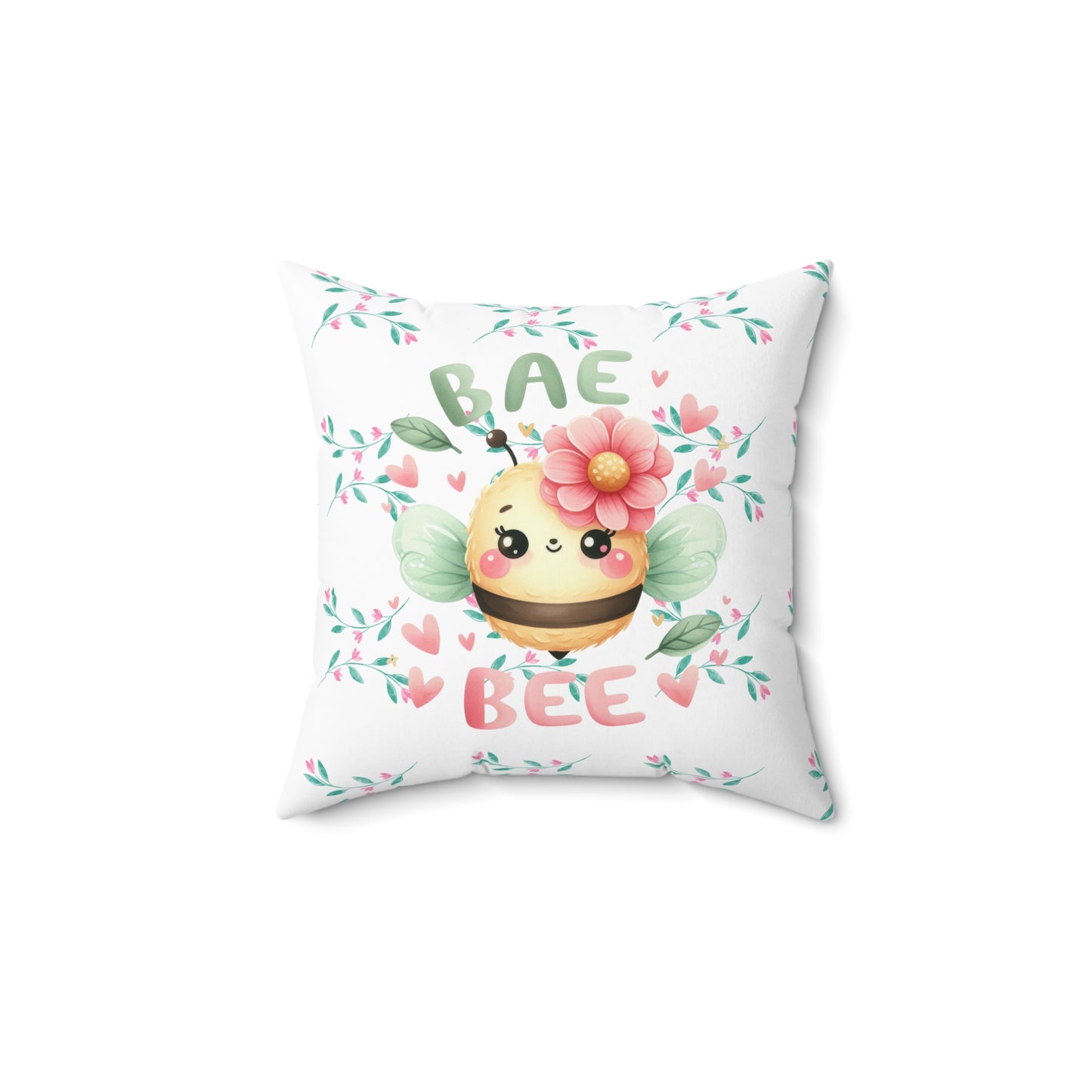 Cute Bee Decorative Pillow, Bae Bee Cushion, Floral Bee Home Decor, Kids Room Accent, Gifts for Bee Lovers, Spring Decoration