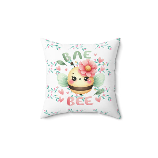 Cute Bee Decorative Pillow, Bae Bee Cushion, Floral Bee Home Decor, Kids Room Accent, Gifts for Bee Lovers, Spring Decoration