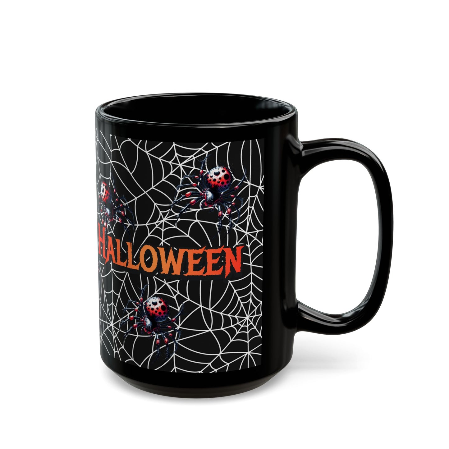 Halloween Spider Mug, Spooky Coffee Cup, Black Mug for Halloween, Halloween Decor, Fun Gift for Halloween Lovers, Unique Drinkware
