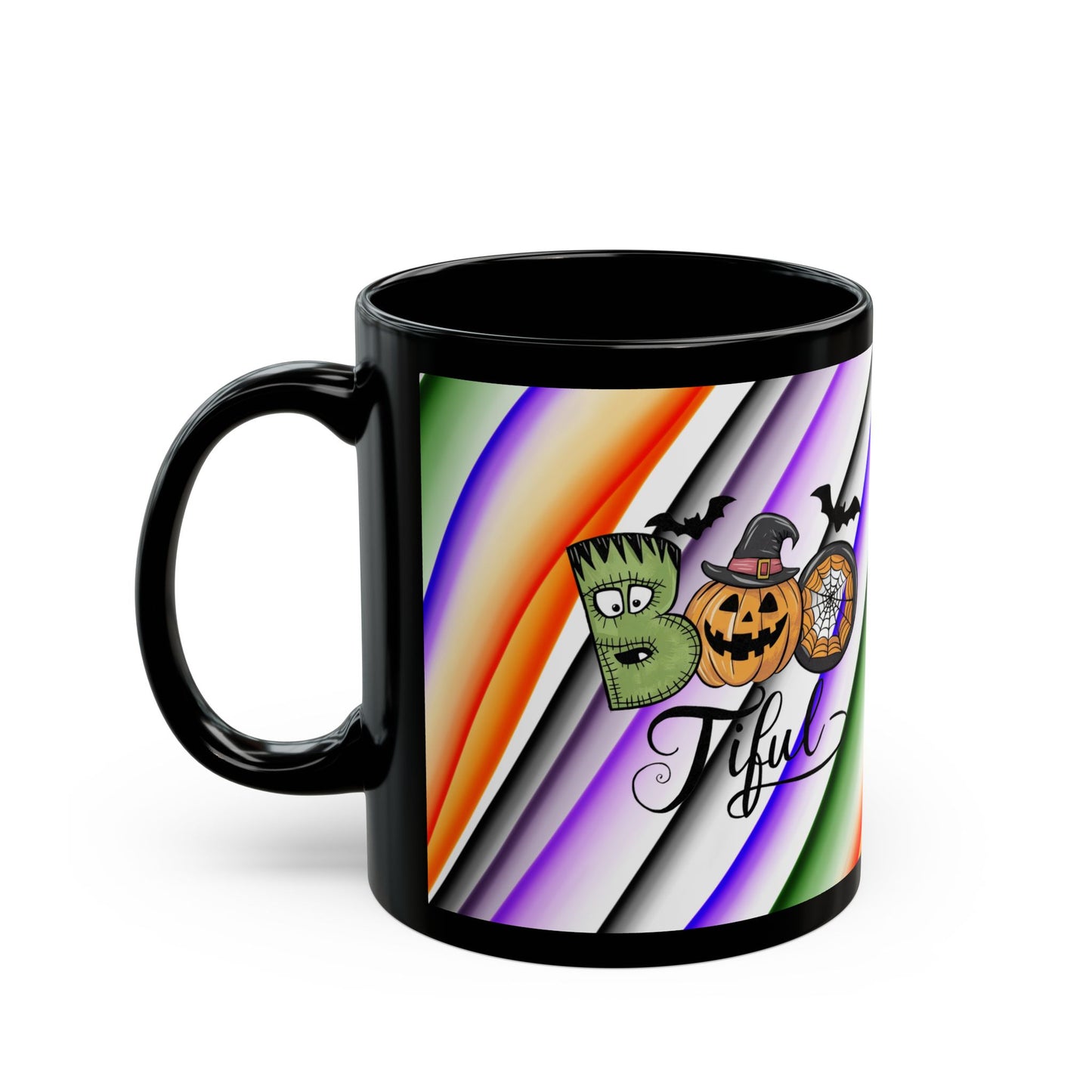 Halloween Theme Black Mug (11oz, 15oz), Cute Halloween Expression, Halloween Lovers, Coffee, Tea, Hot Chocolate Lovers, Great Gift Idea for Anyone