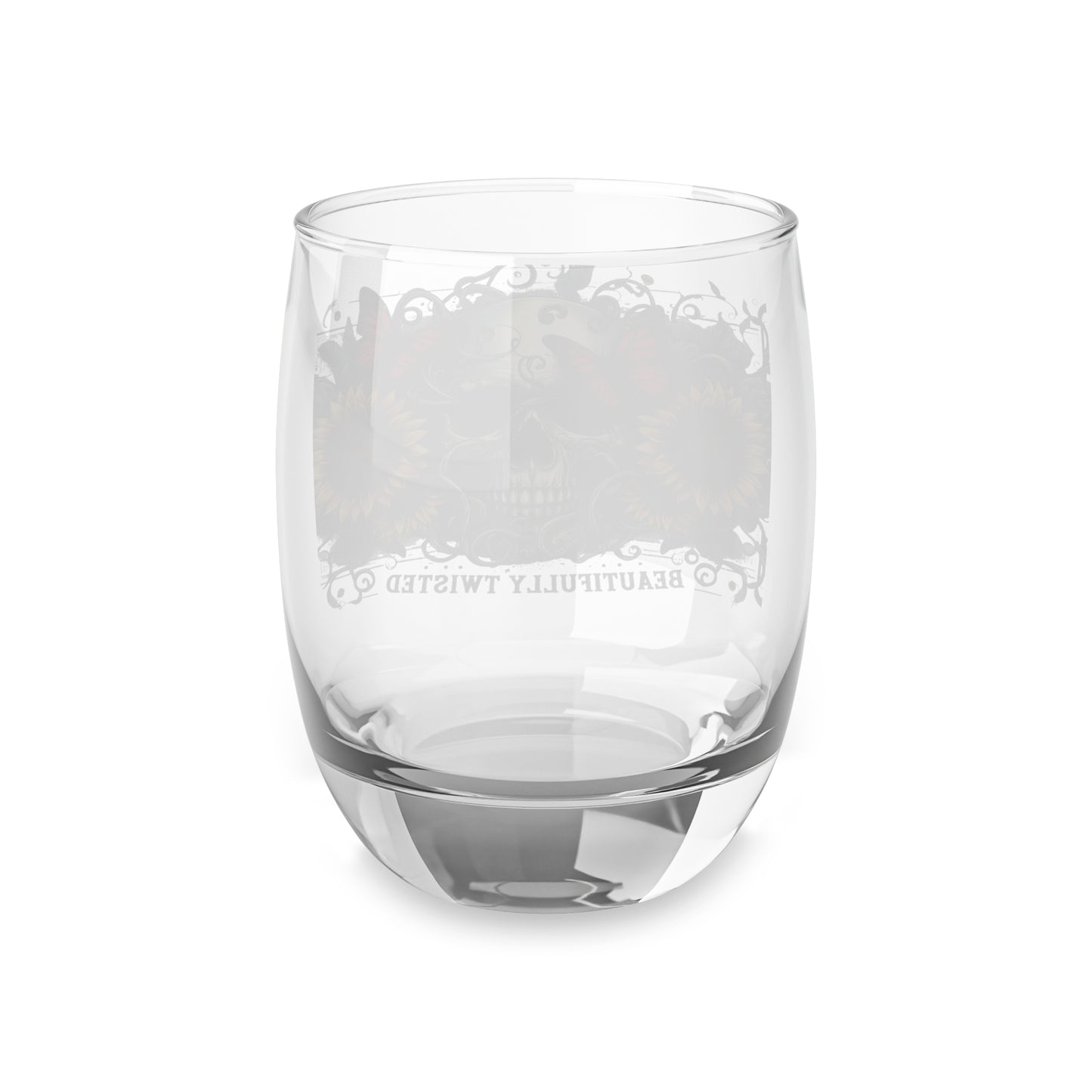 Skull & Sunflower Whiskey Glass 6oz — 'Beautifully Twisted' Glass