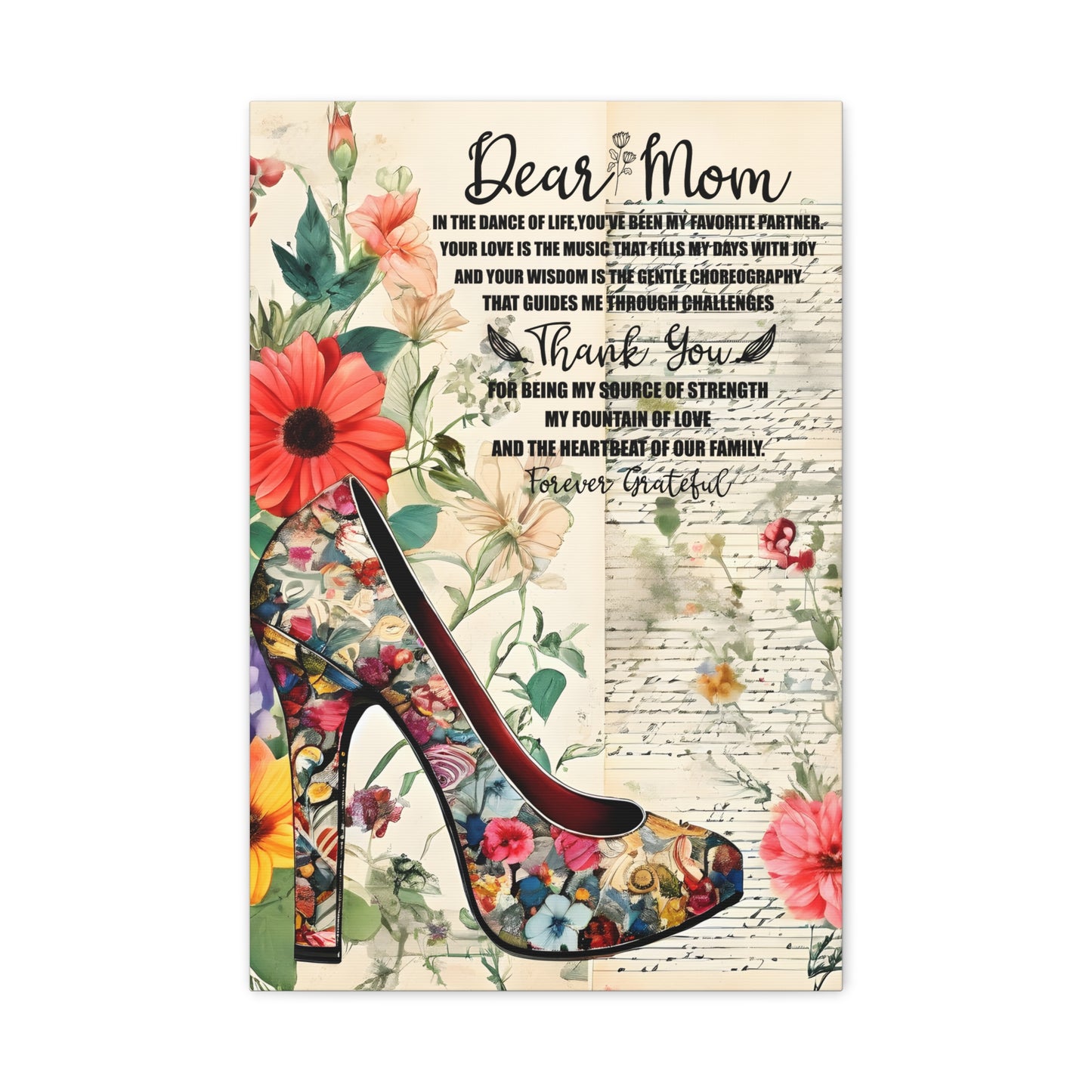 Inspirational Floral Canvas Wall Art for Mom - Perfect Gift for Mother's Day