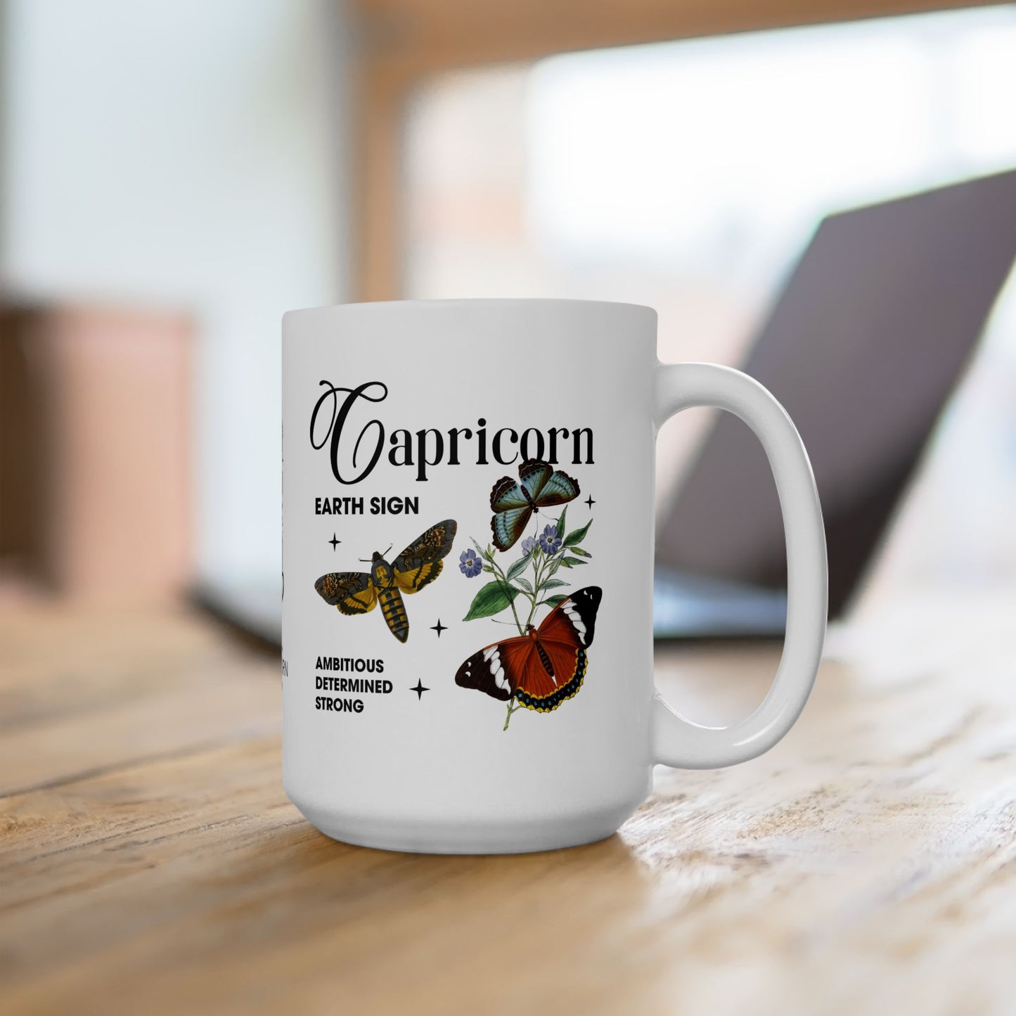 Capricorn Zodiac Floral Ceramic Mug - Horoscope Gift for Astrology Lovers
